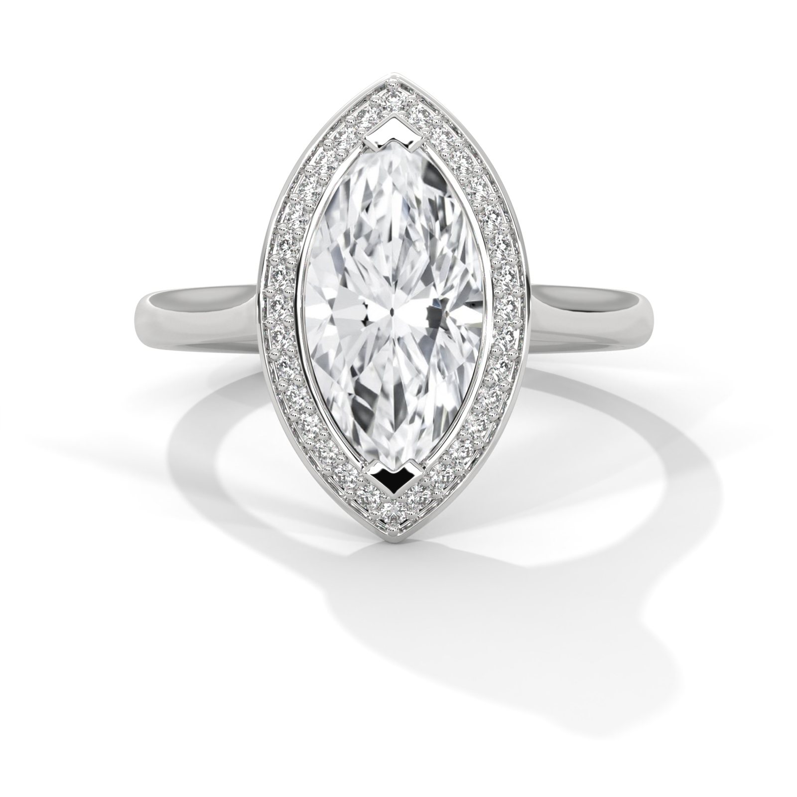 Marquise Bezel Halo Diamond Ring