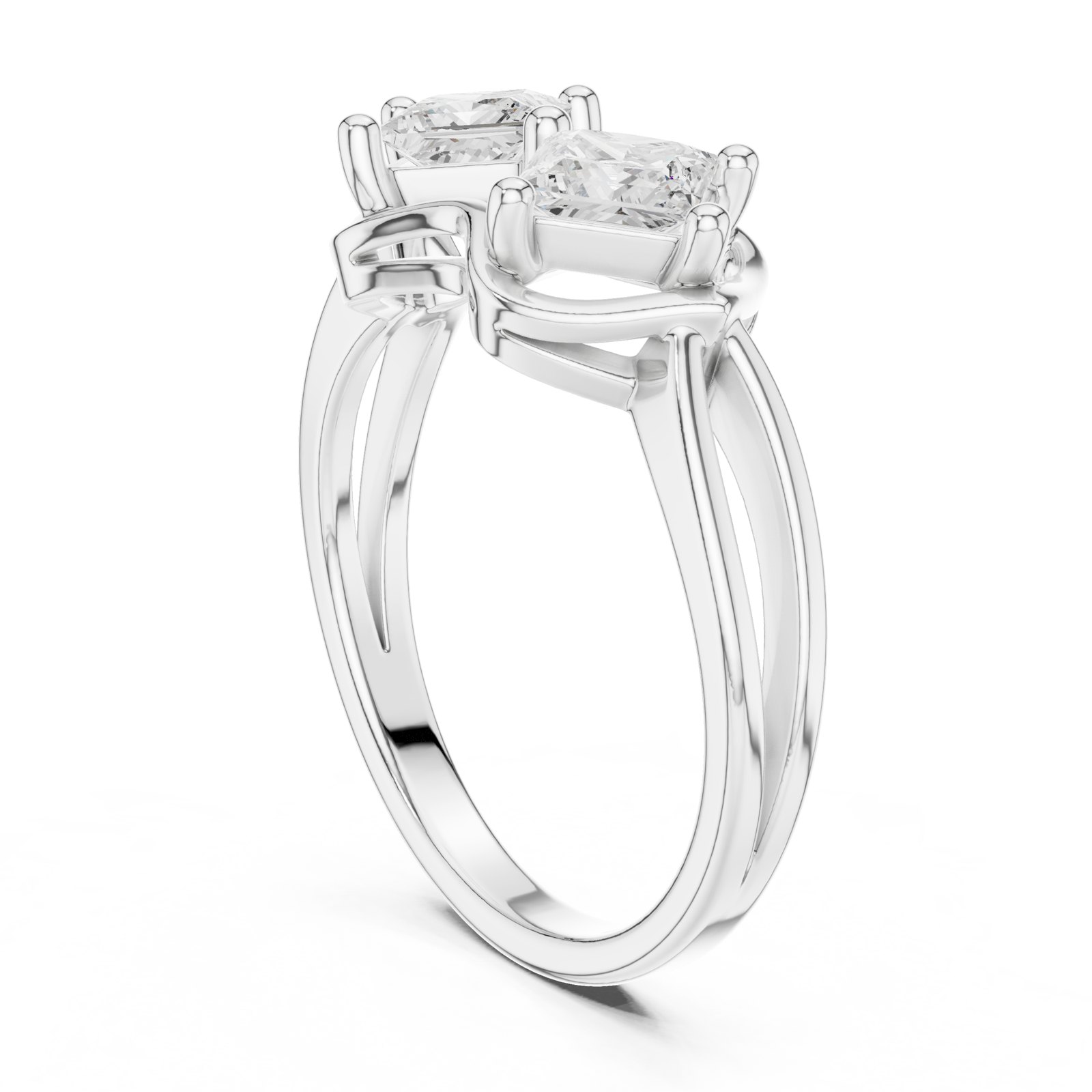 Priscilla Princess Toi Et Moi Engagement Ring with Knot Detail in white gold