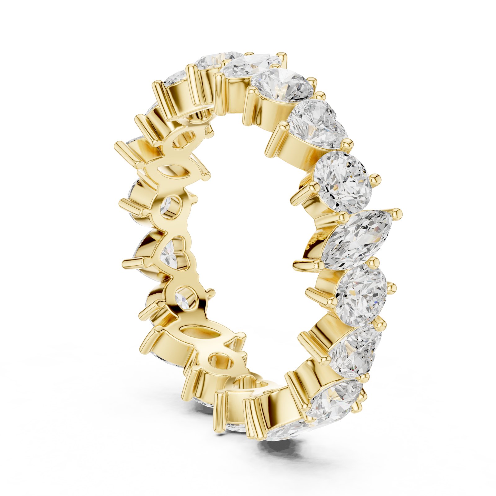 Iulia Mixed Shape Heart, Marquise and Round Eternity Band in yellow gold