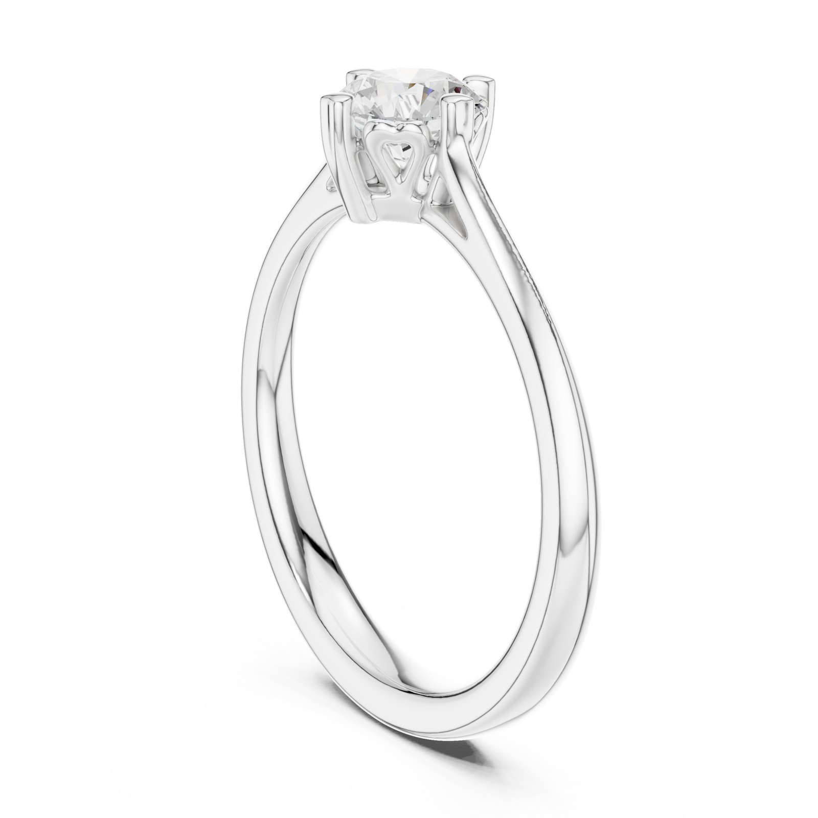 Bianka Petite Round Solitaire Engagement Ring with Tapered Band in white gold