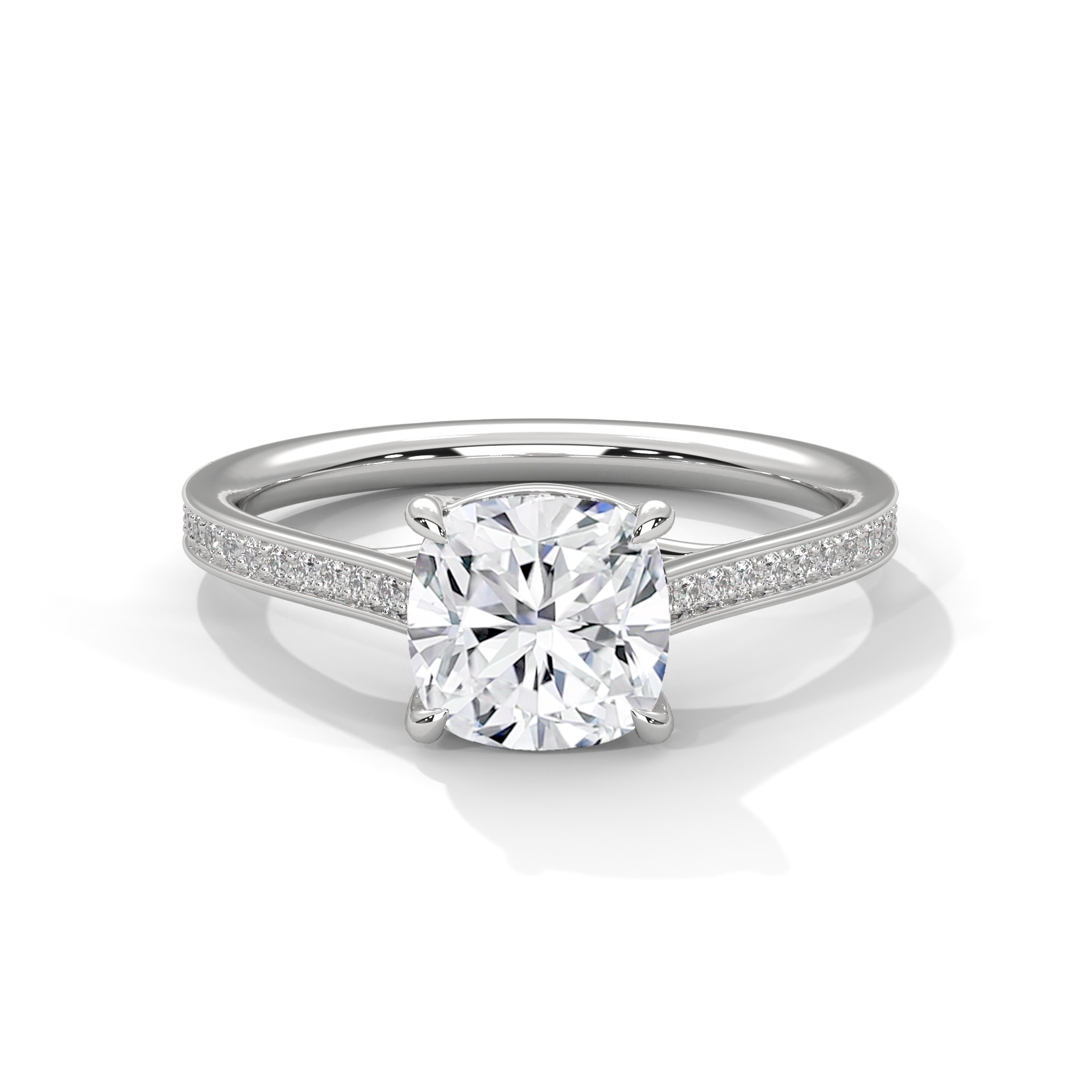 Cushion Pavé Solitaire Ring