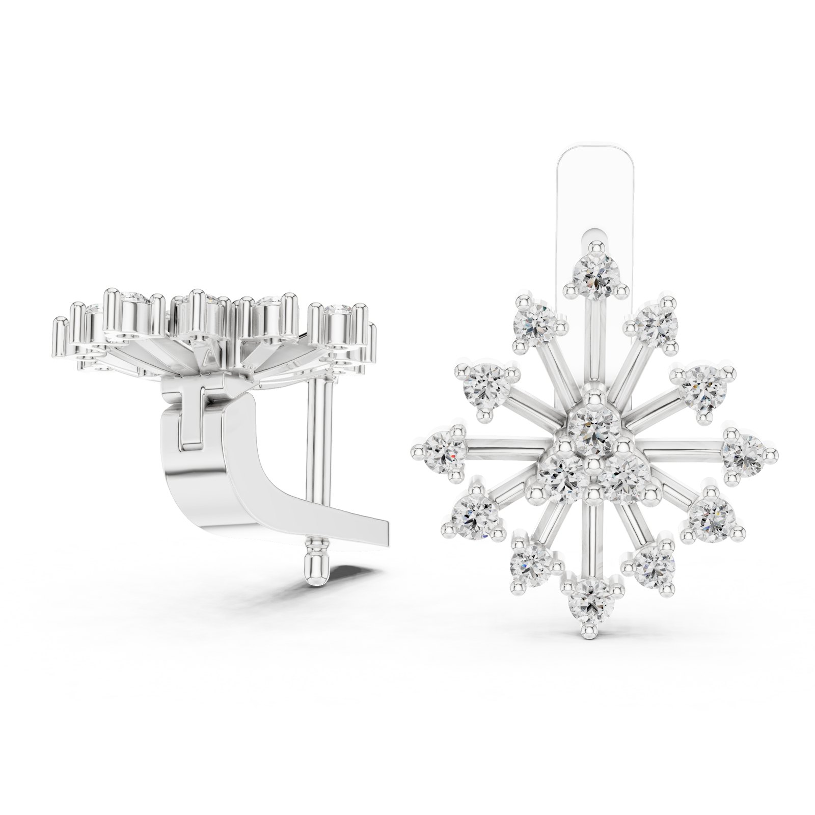 Astera Starburst Diamond Cluster Earrings in white gold