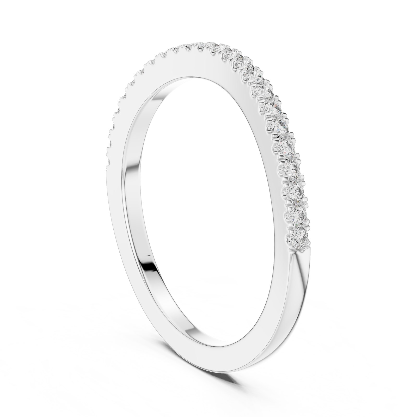 Verity Thin Pavé Half Eternity Band in white gold