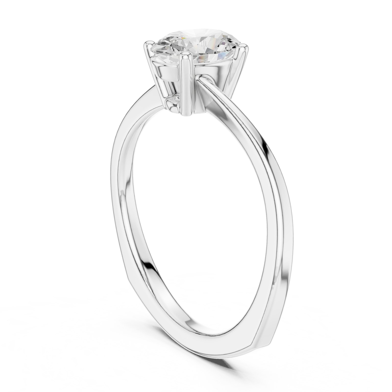 Eulalie Oval Twist Solitaire Engagement Ring in white gold