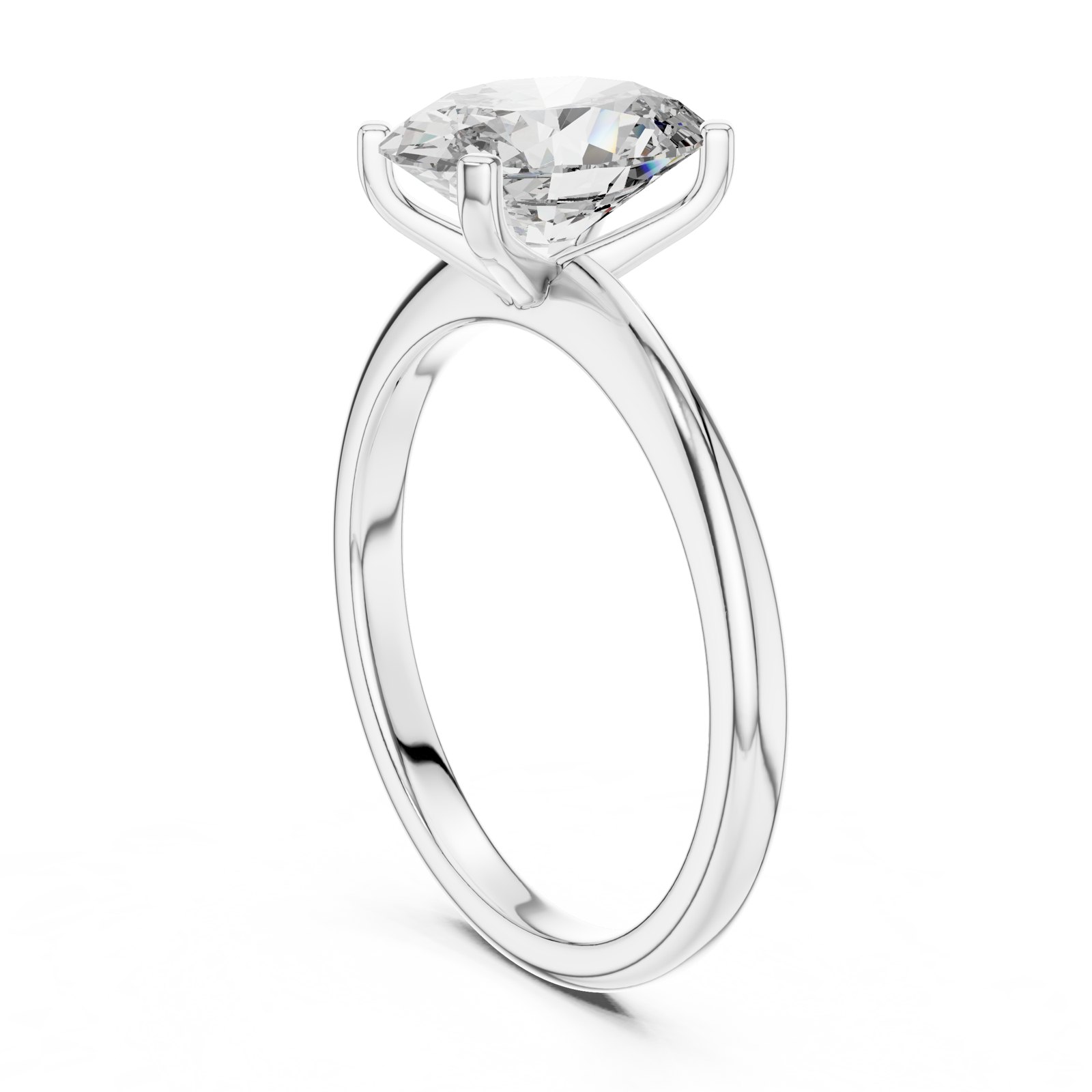 Althea Oval Solitaire Engagement Ring with Slim Band in white gold