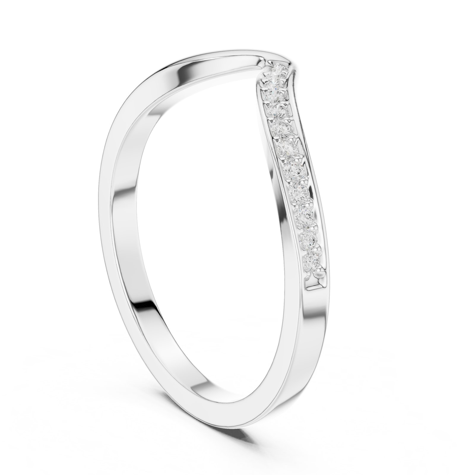 Celestine Contoured Pavé Wedding Band in white gold