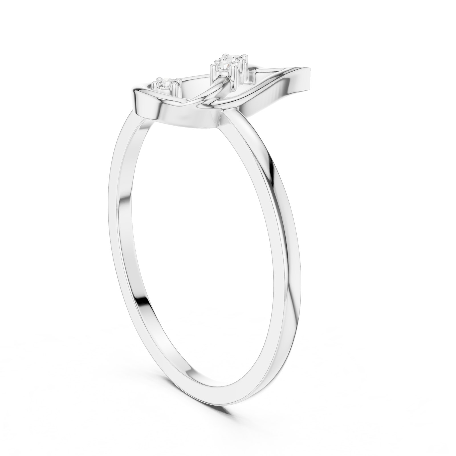 Emelia Teardrop Swirl Three Diamond Fashion Ring in white gold