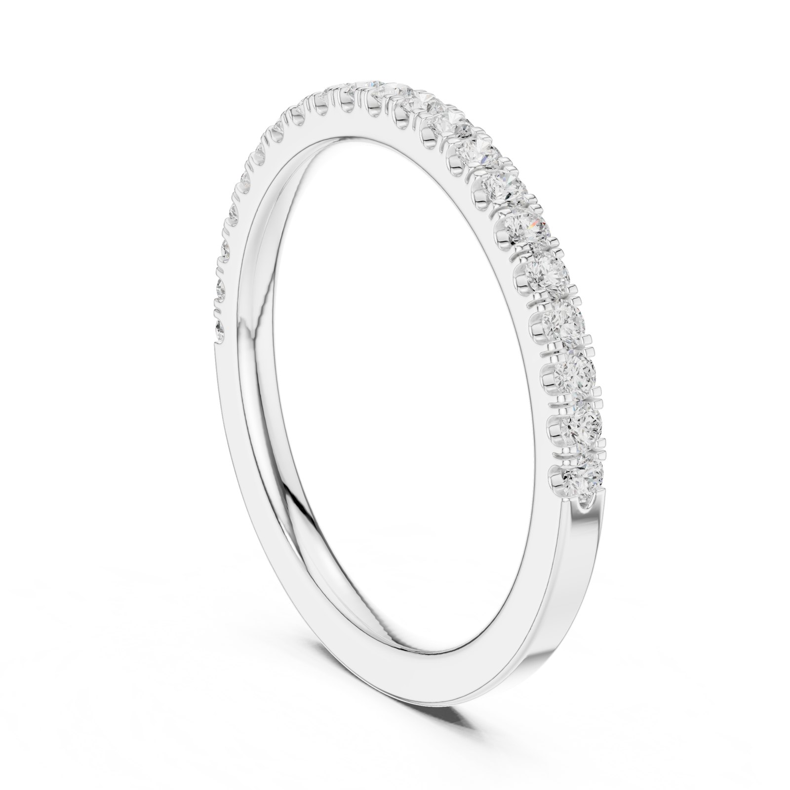 Zinnia Thin Pavé Half Eternity Band in white gold