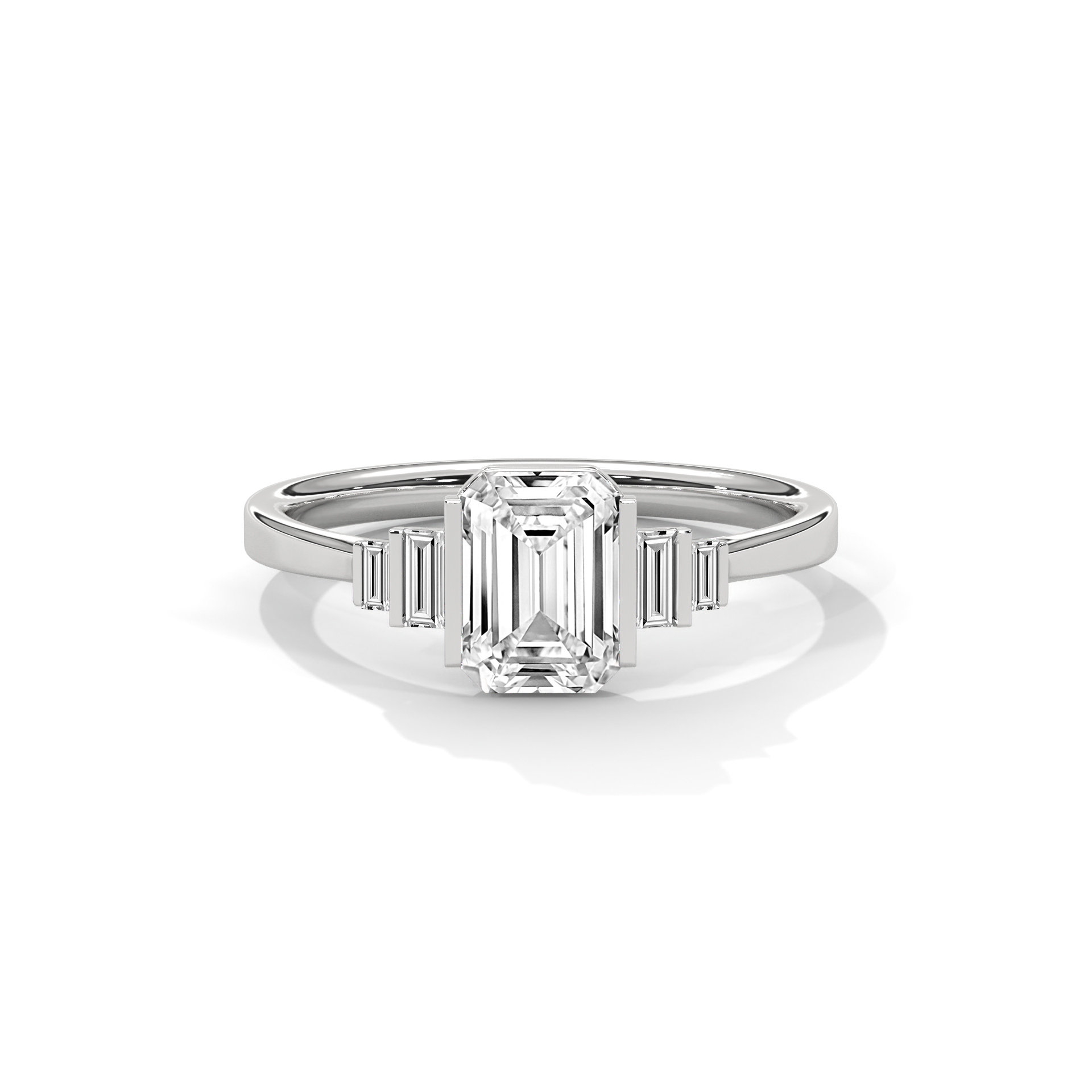 Emerald-Cut and Baguette Diamond Ring