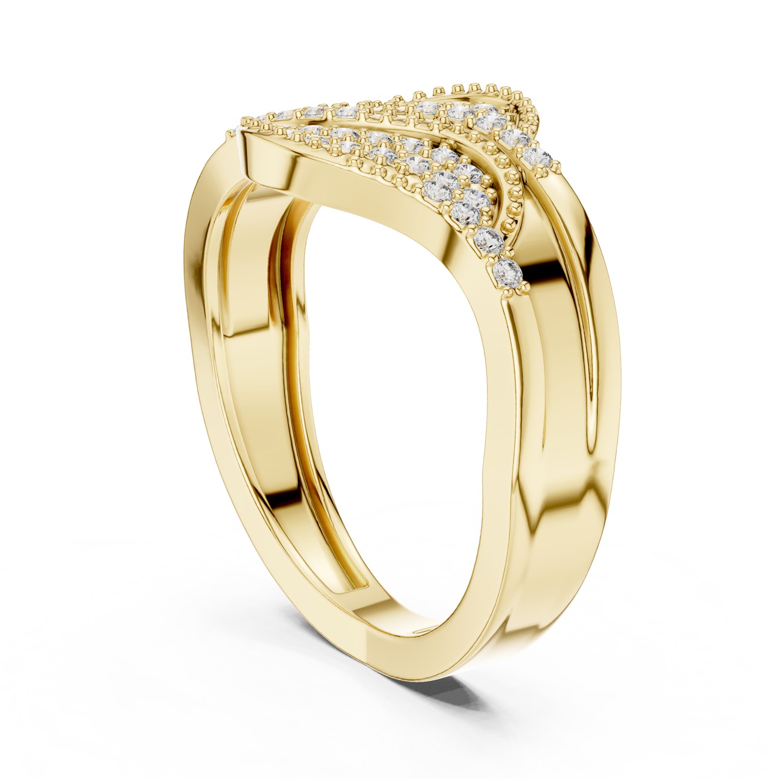 Cerys Curved Pavé Chevron Wedding Band in yellow gold