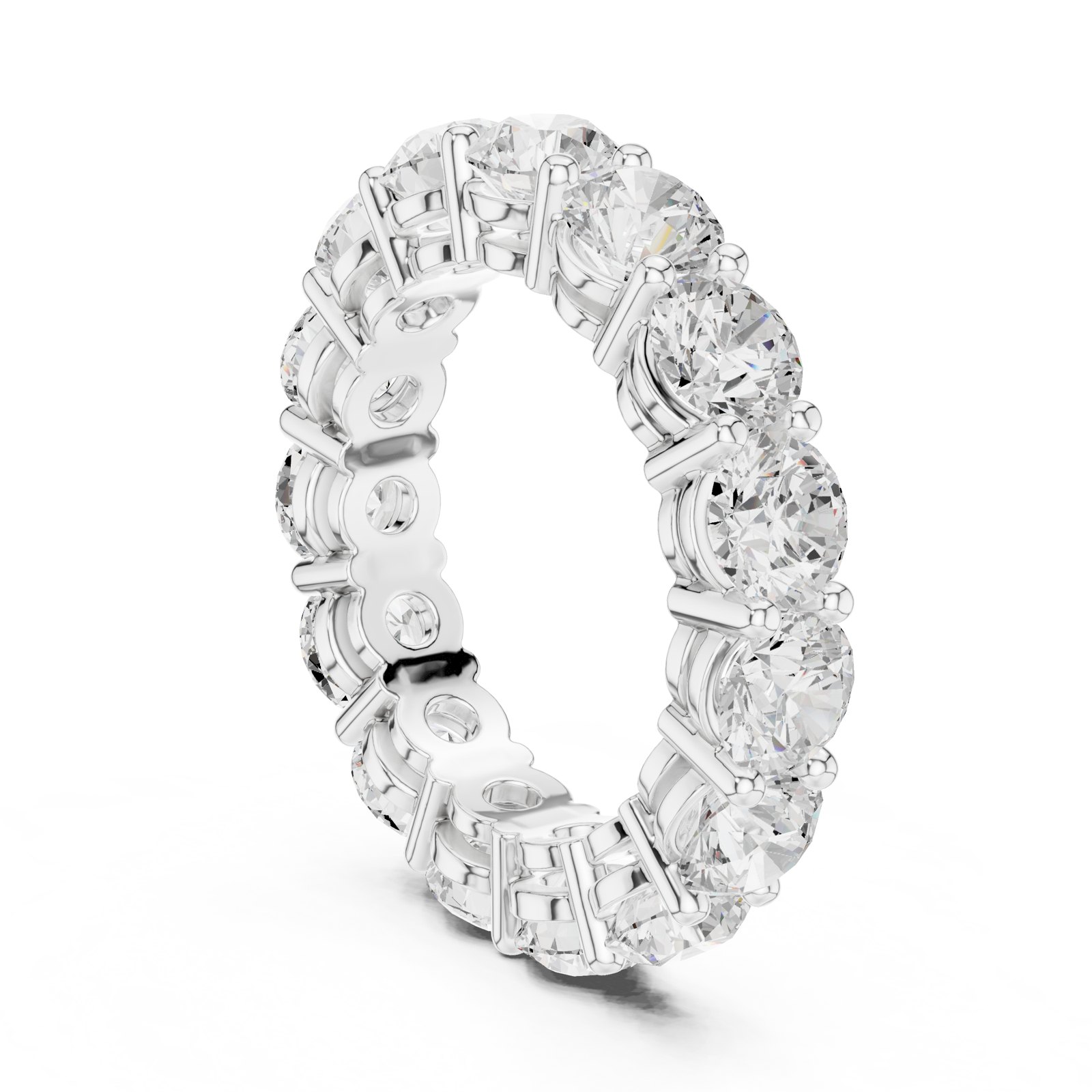 Zaria Round Shared Prong Eternity Band in white gold