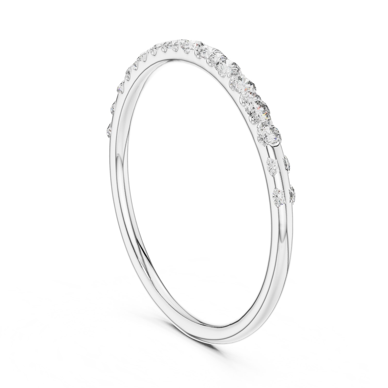 Asha Slim Graduated Pavé Half Eternity Band in white gold