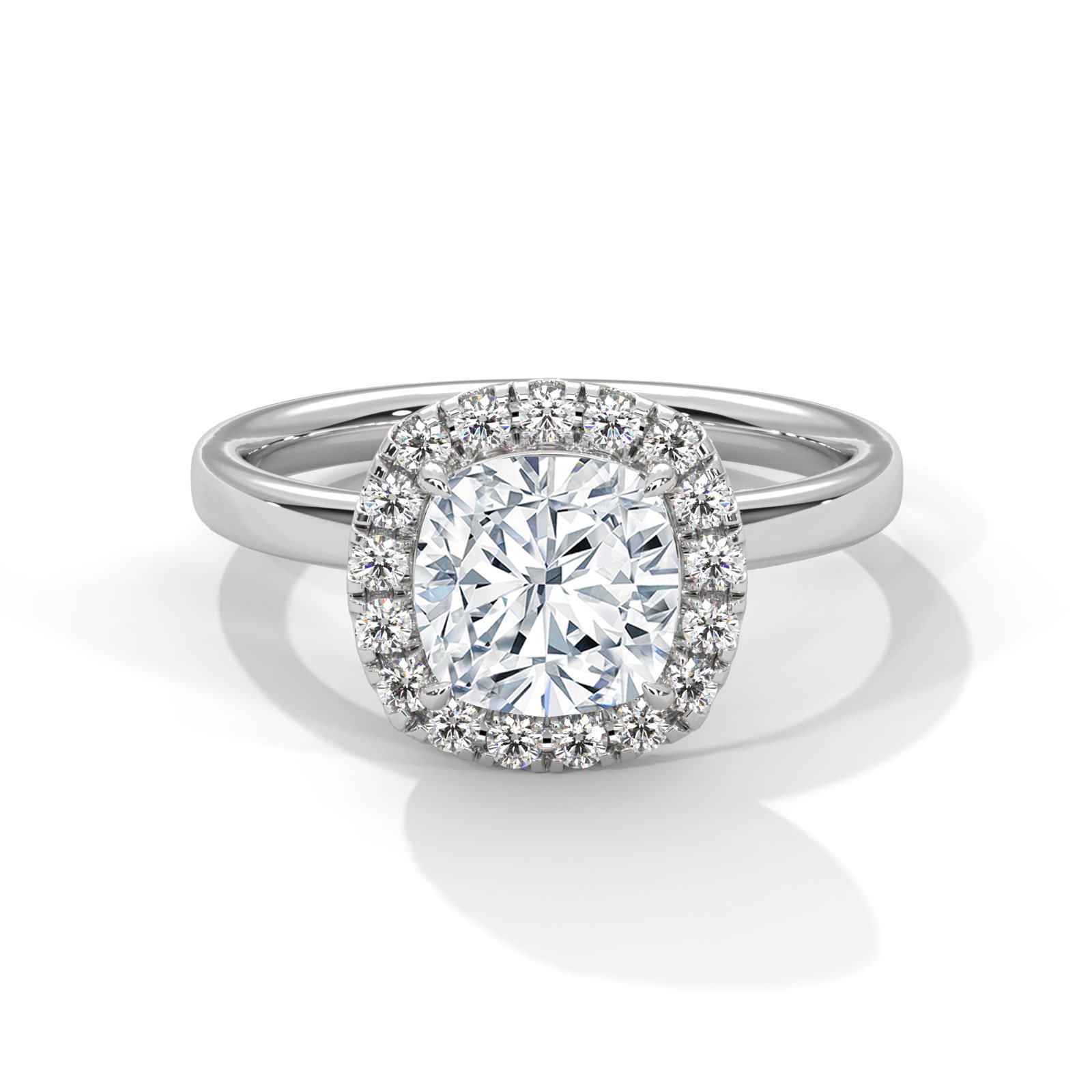 Cushion Halo Solitaire Ring