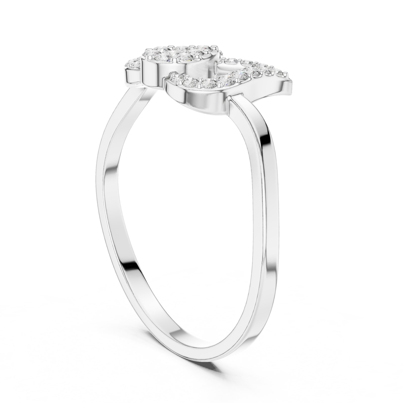 Aspasia Petal Outline Pavé Diamond Fashion Ring in white gold