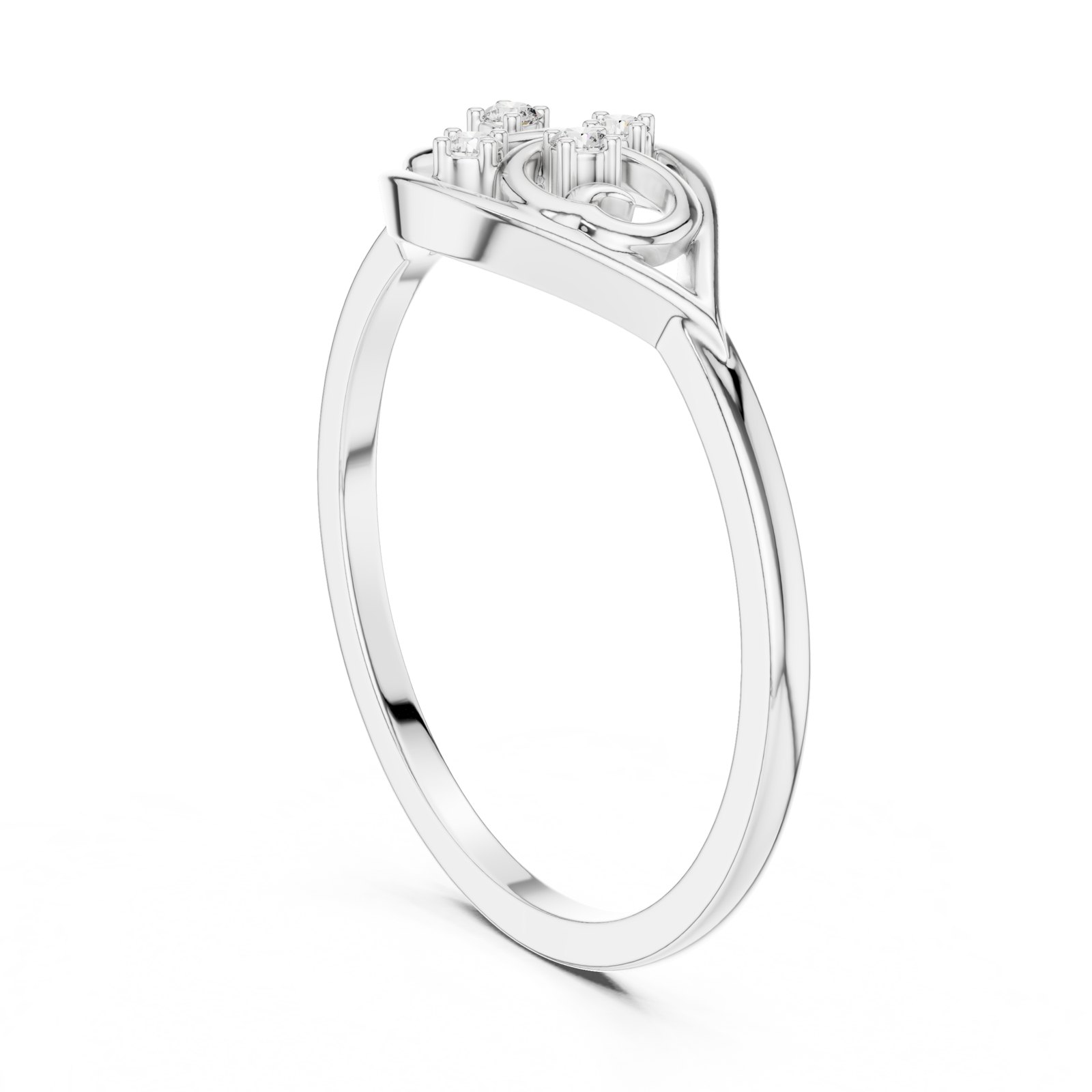 Belisma Swirl Scroll Cluster Ring in white gold