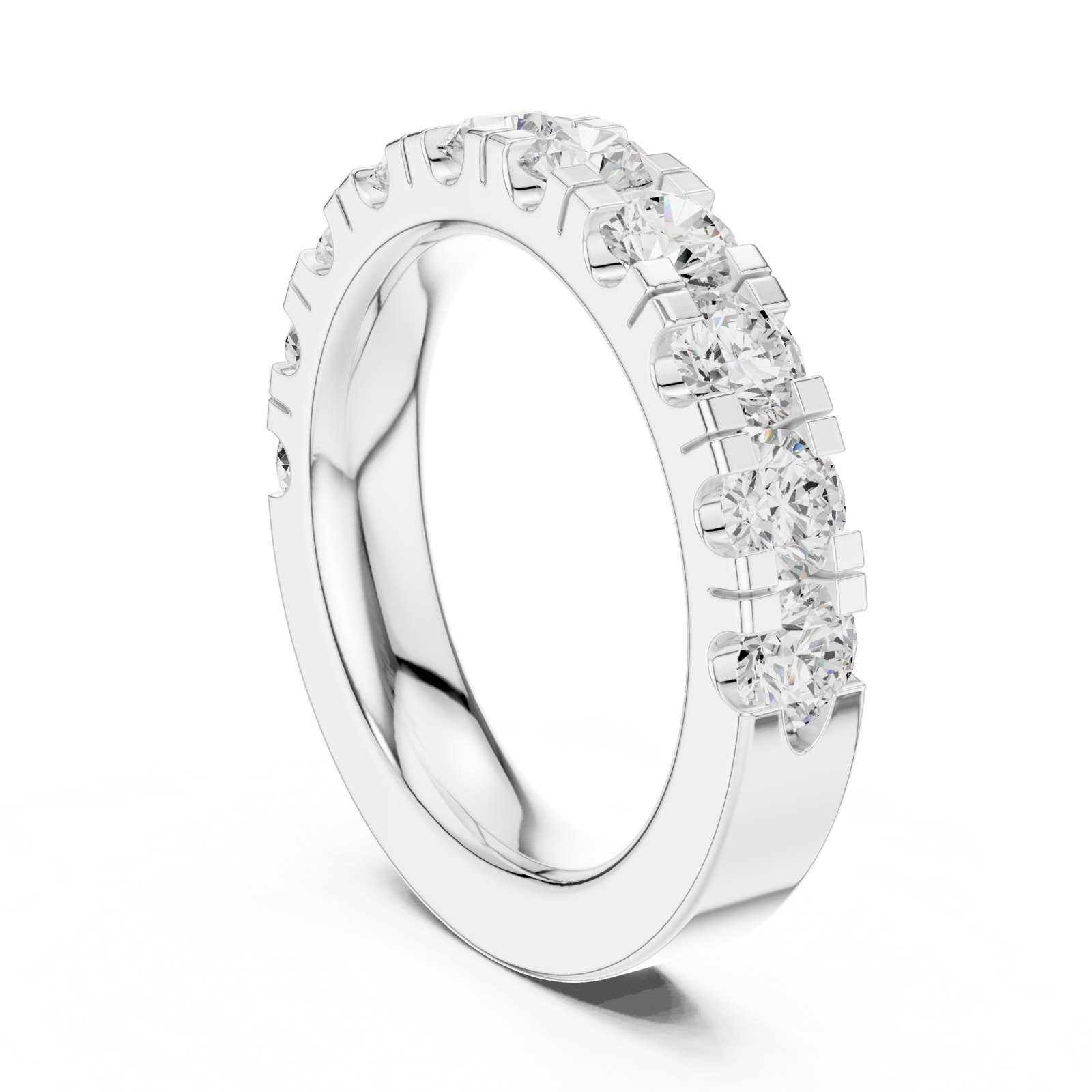 Ambre Chunky Graduated Diamond Half Eternity Band in white gold
