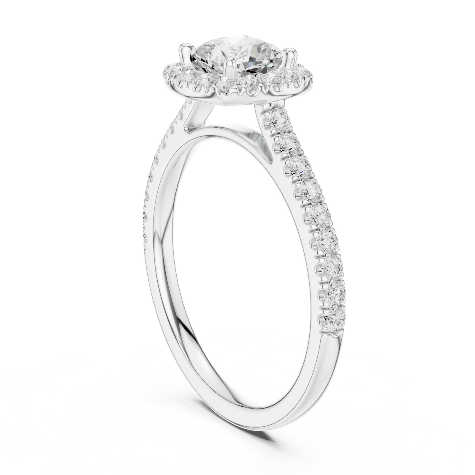 Mara Cushion Halo Pavé Engagement Ring in white gold
