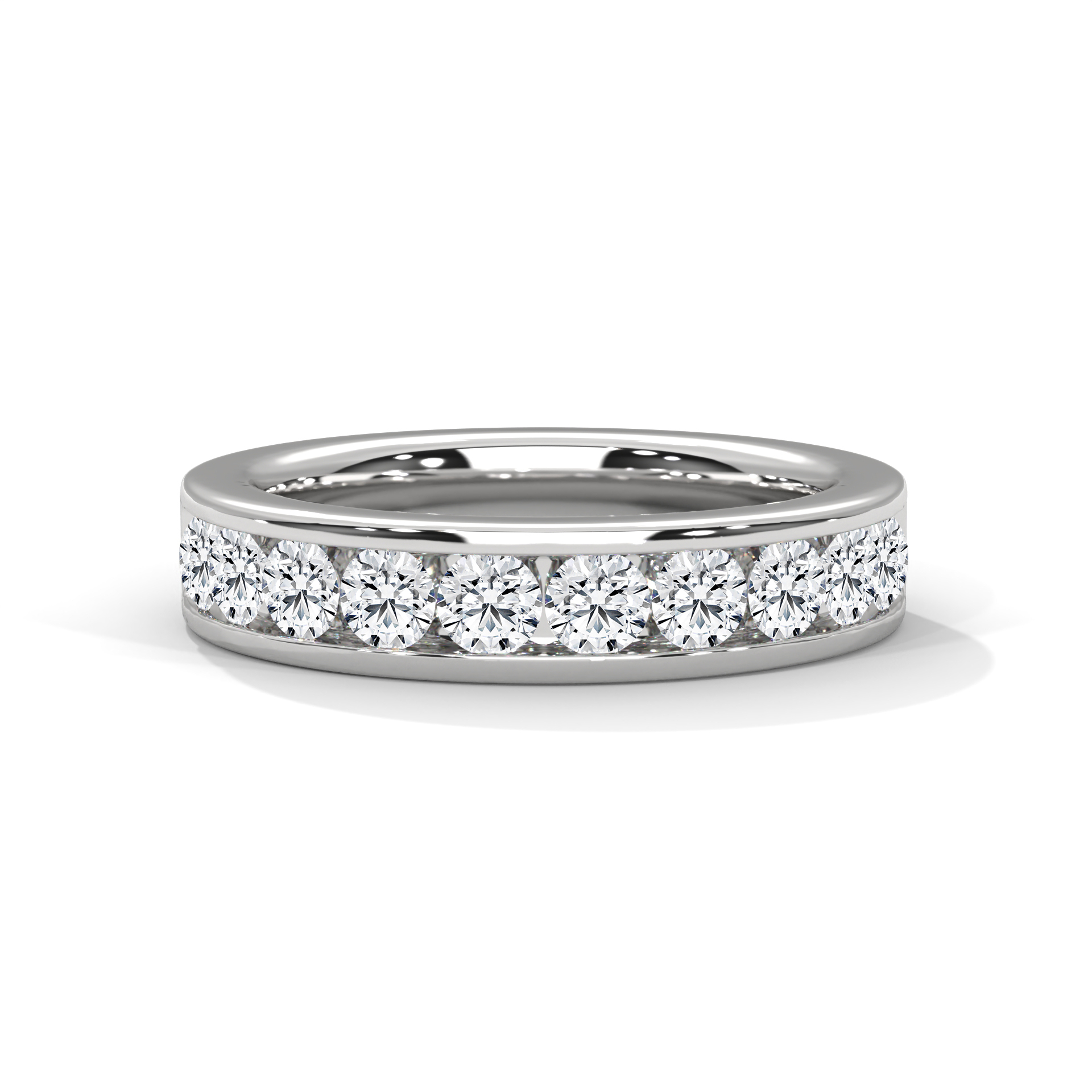 Channel-Set Round Diamond Half-Eternity Band