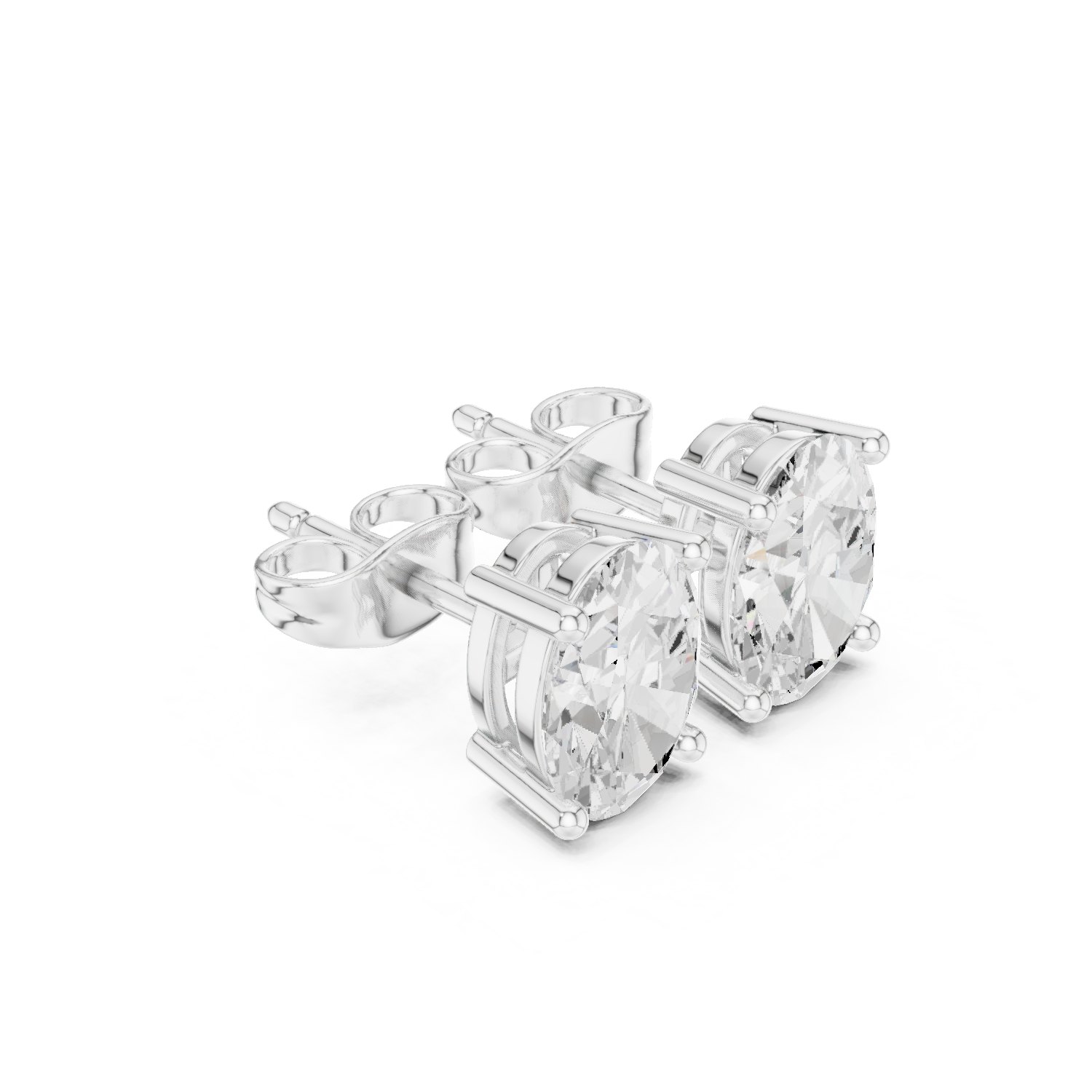 Astoria Classic Oval Solitaire Stud Earrings in white gold