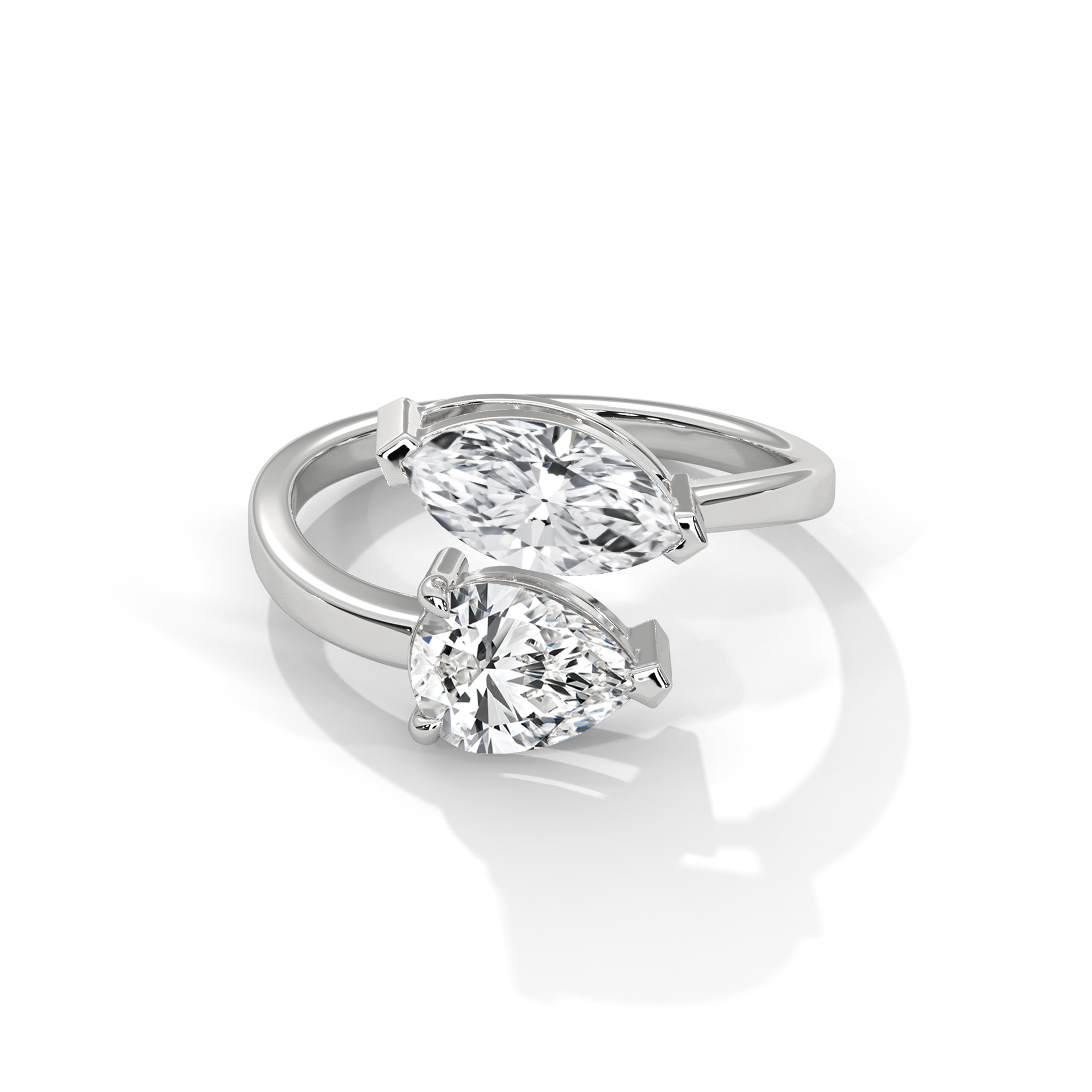 Pear and Marquise Toi et Moi Bypass Ring