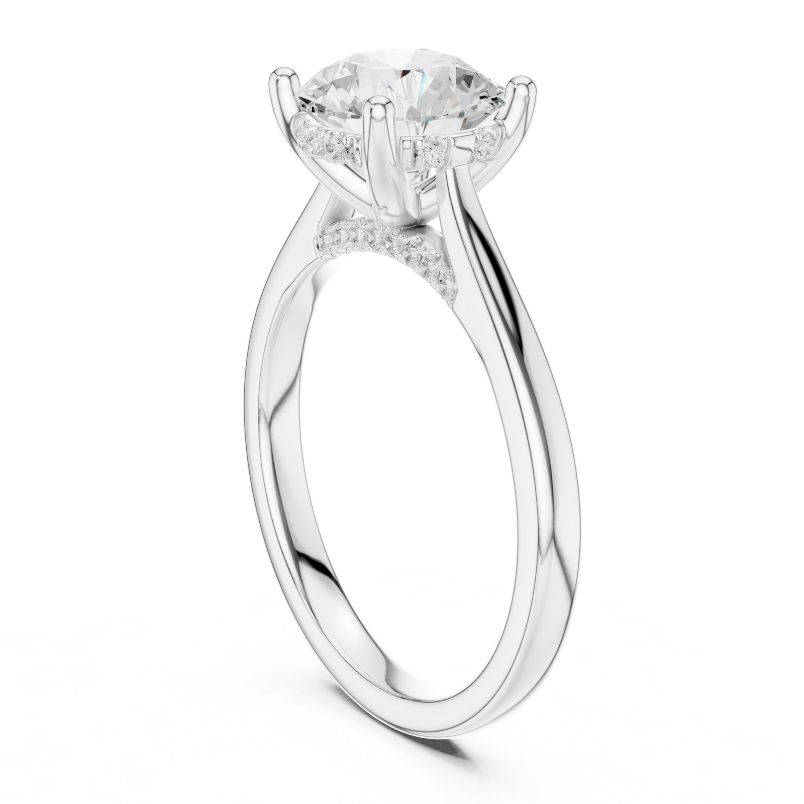Anais Round Hidden Halo Engagement Ring in white gold