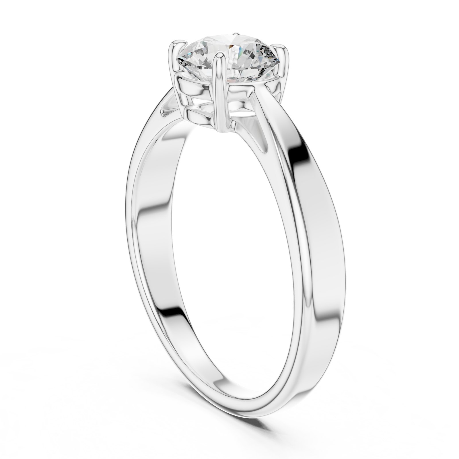 Adela Round Four-Claw Solitaire Engagement Ring in white gold
