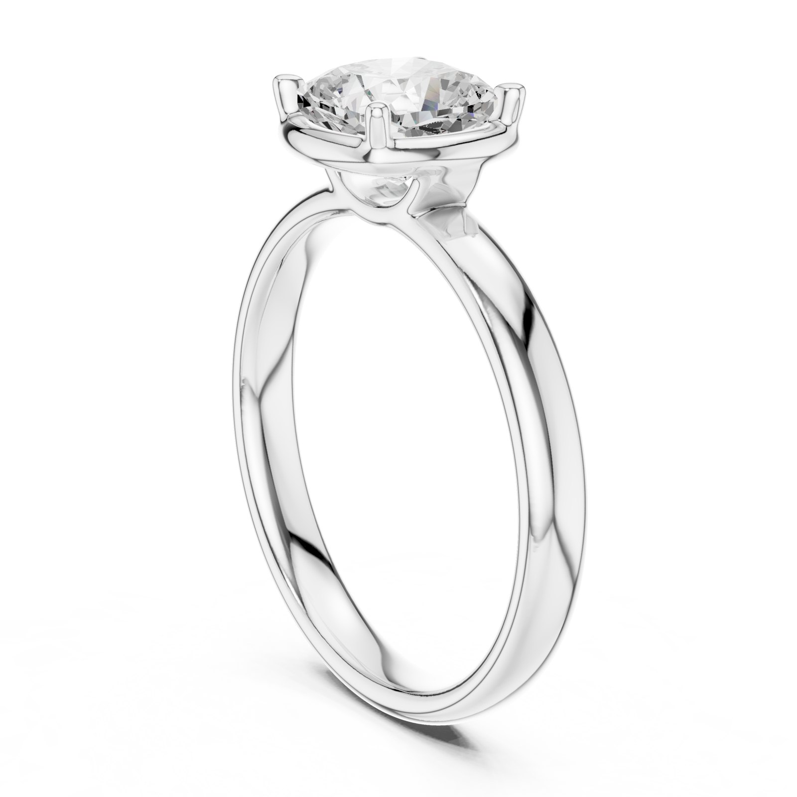 Lacey Cushion Solitaire Engagement Ring with Plain Band in white gold