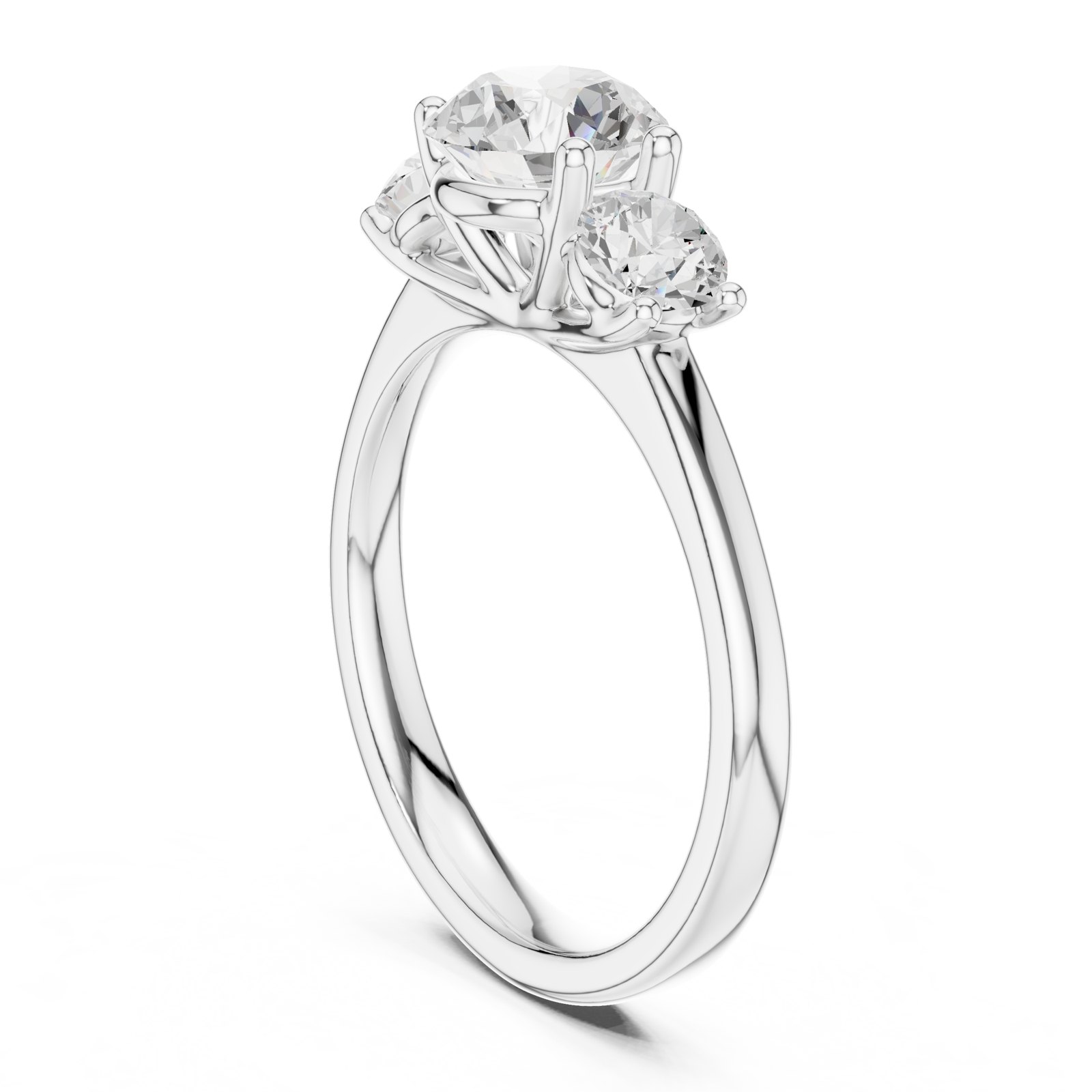 Herma Classic Round Three Stone Engagement Ring in white gold