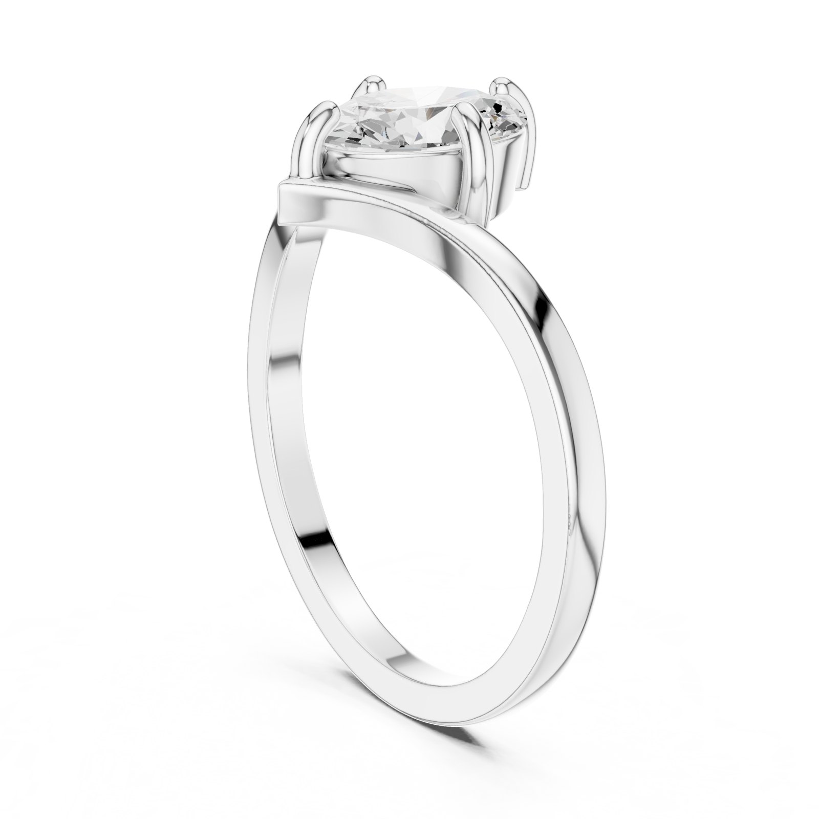 Gigi Oval Bypass Solitaire Engagement Ring in white gold