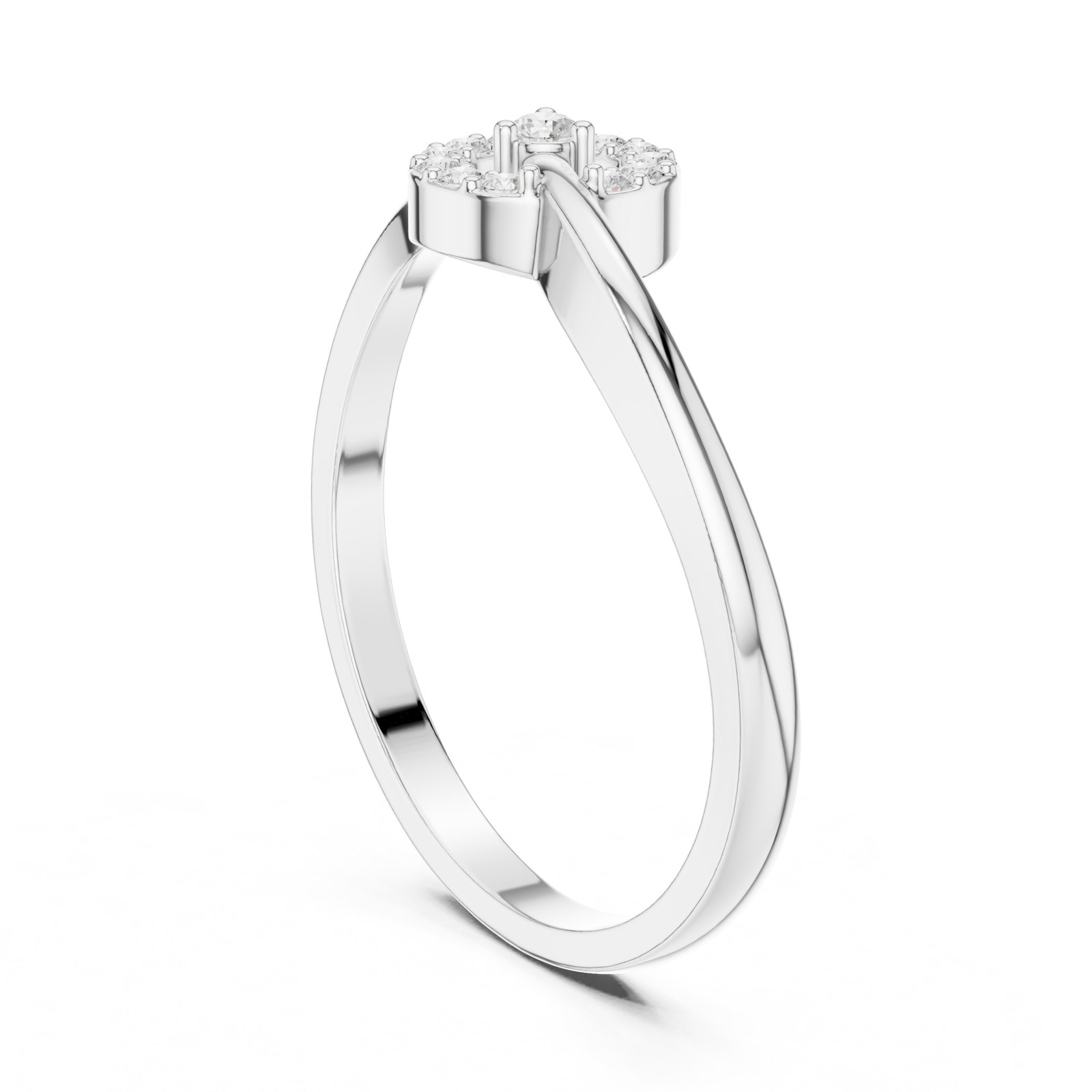 Marisa Round Mini Cluster Bypass Ring in white gold