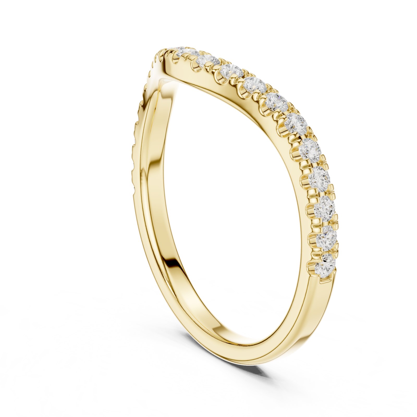 Isobel Curved Pavé Wedding Band in yellow gold