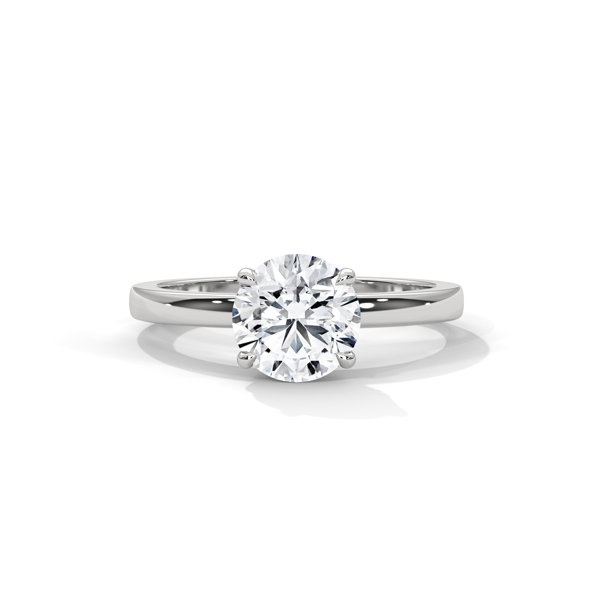 Round Hidden Halo Polished Solitaire Ring