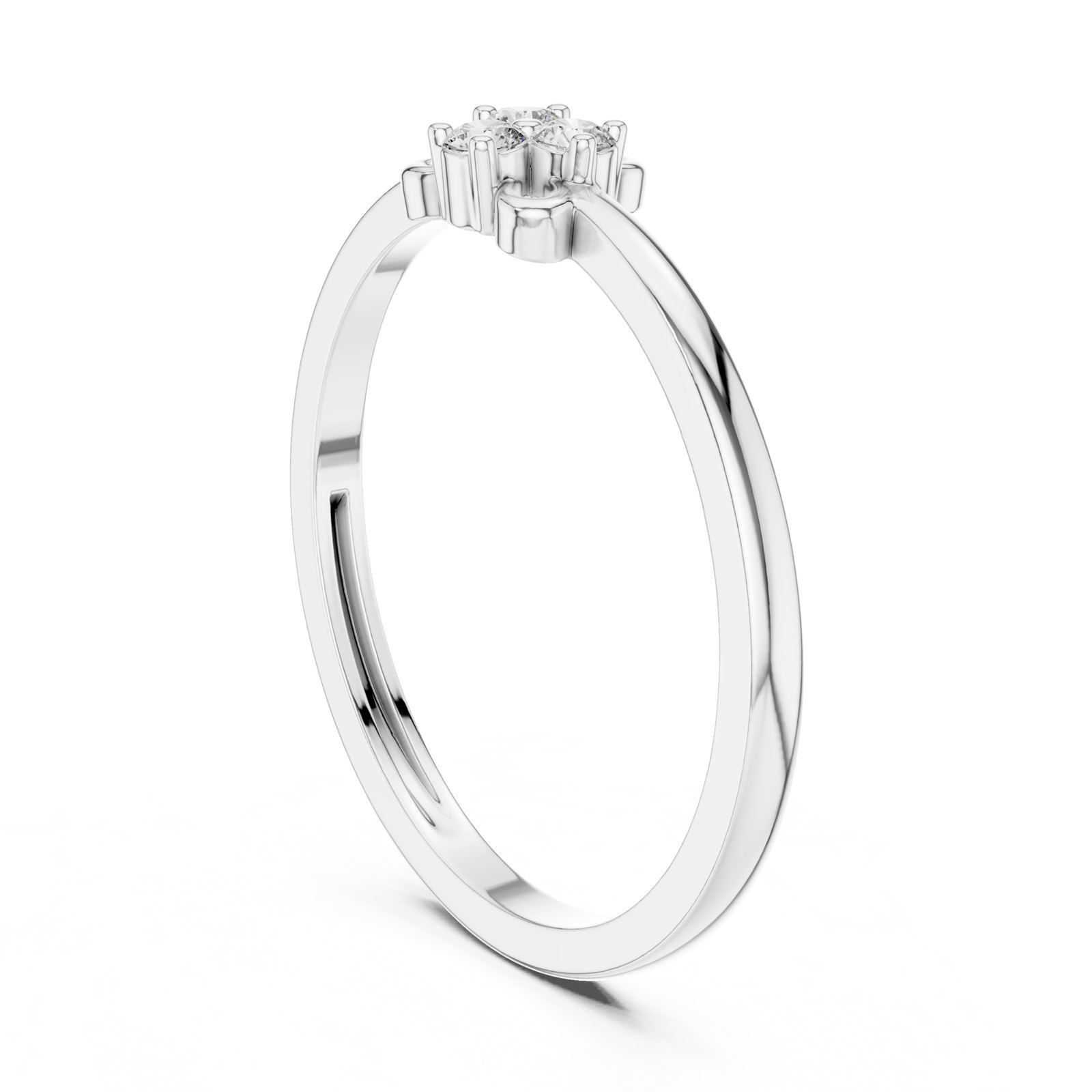 Ophelie Mini Trefoil Diamond Cluster Ring in white gold