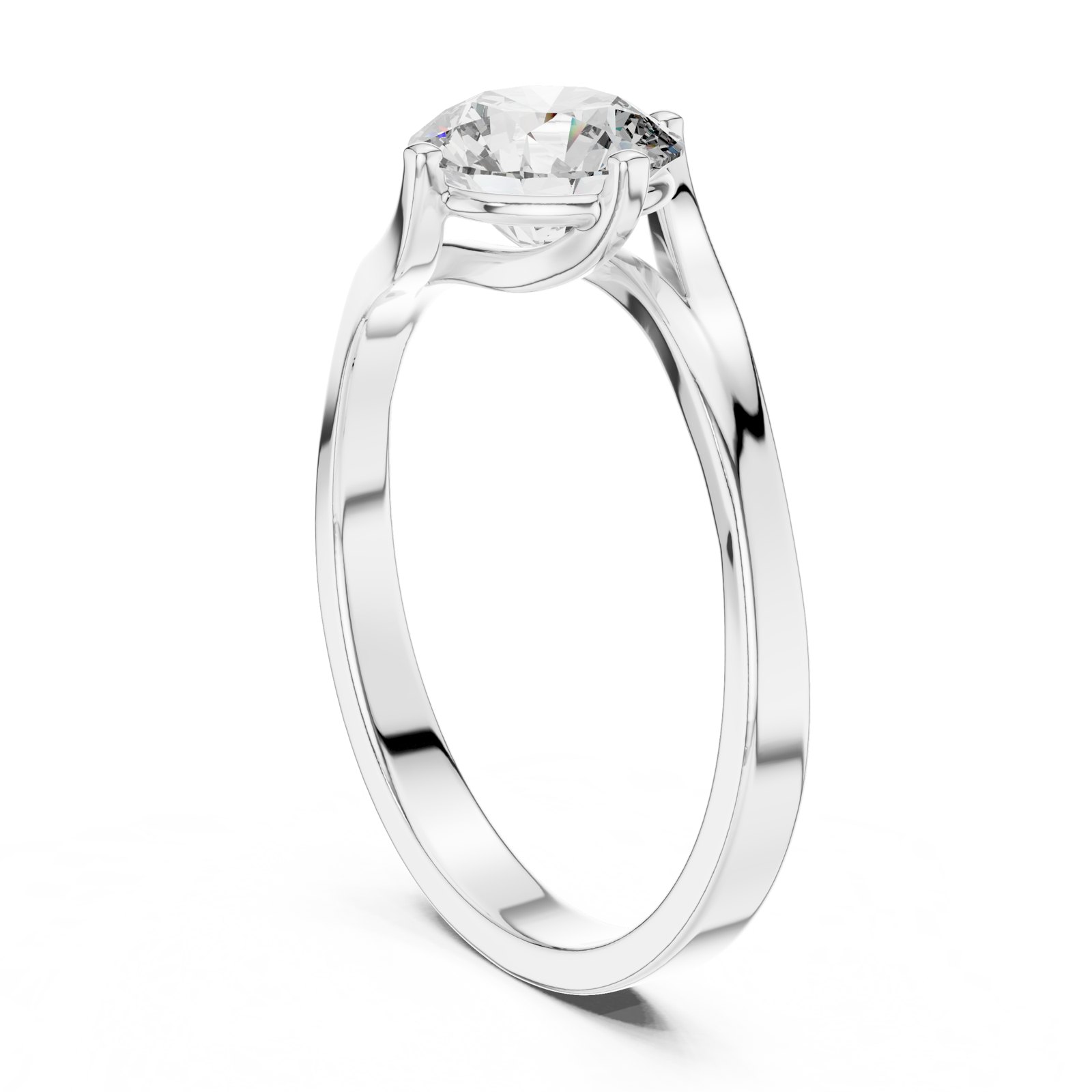 Aela Asymmetric Bypass Round Solitaire Engagement Ring in white gold
