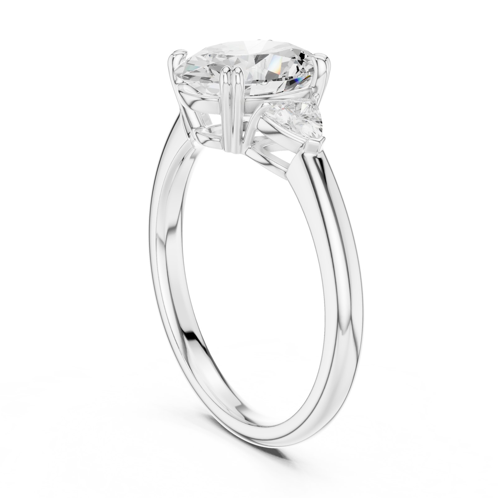 Rowan Oval Three Stone Engagement Ring in white gold