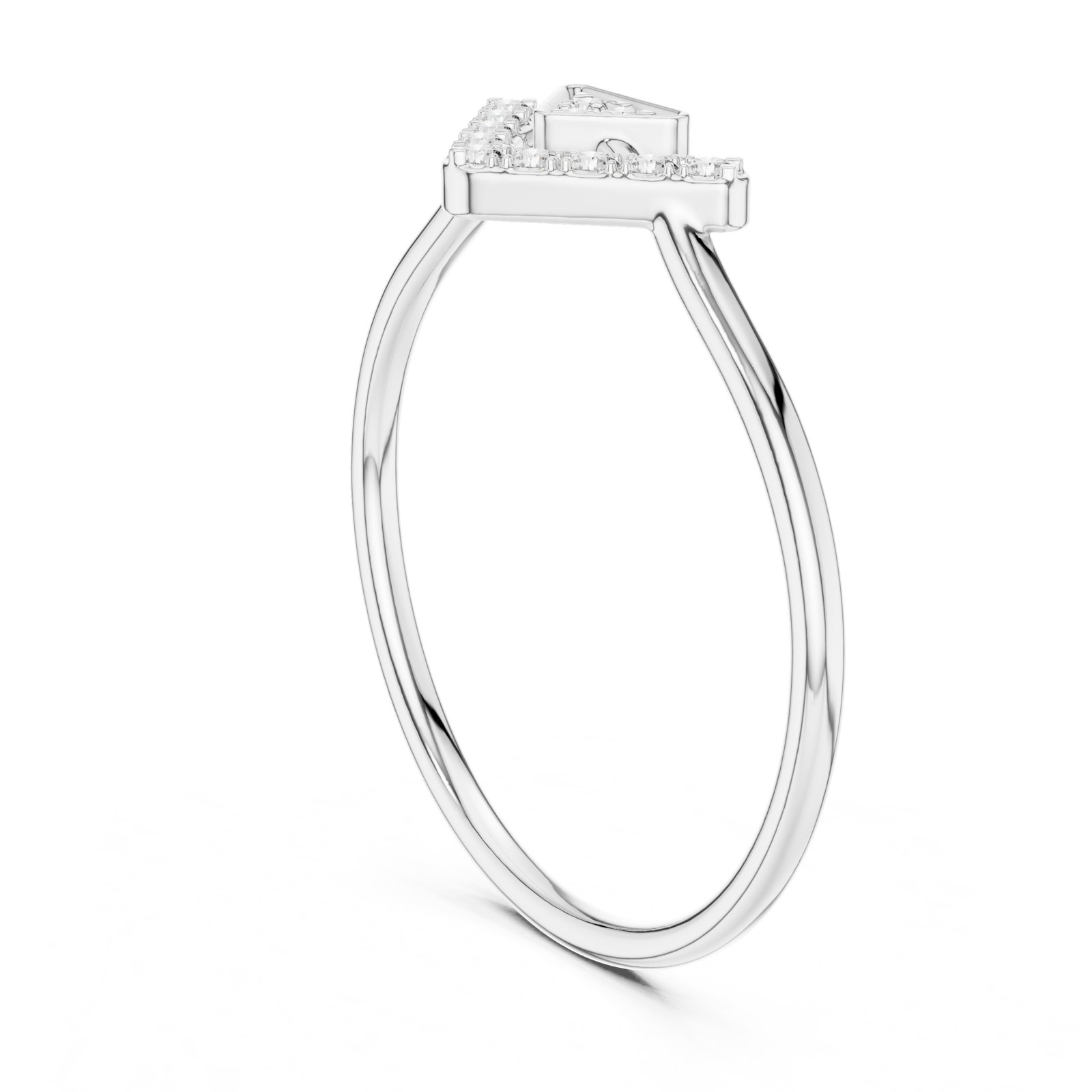 Merel Triangle Pavé Chevron Stacker Ring in white gold