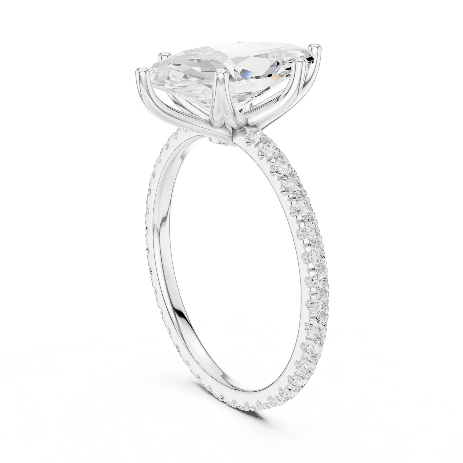 Kiara Marquise Solitaire Engagement Ring with Pavé Band in white gold
