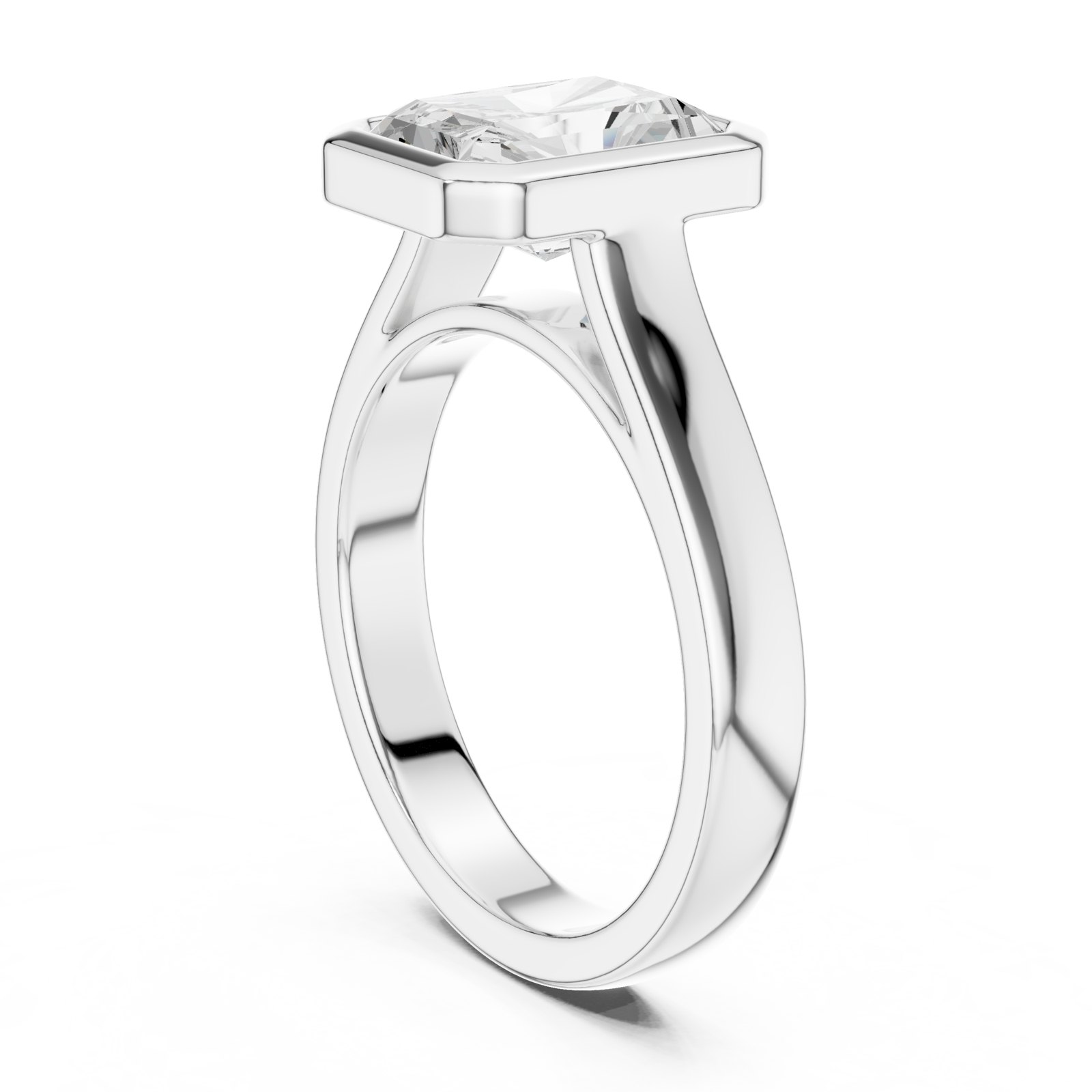 Karina Radiant Wide Bezel Solitaire Engagement Ring in white gold