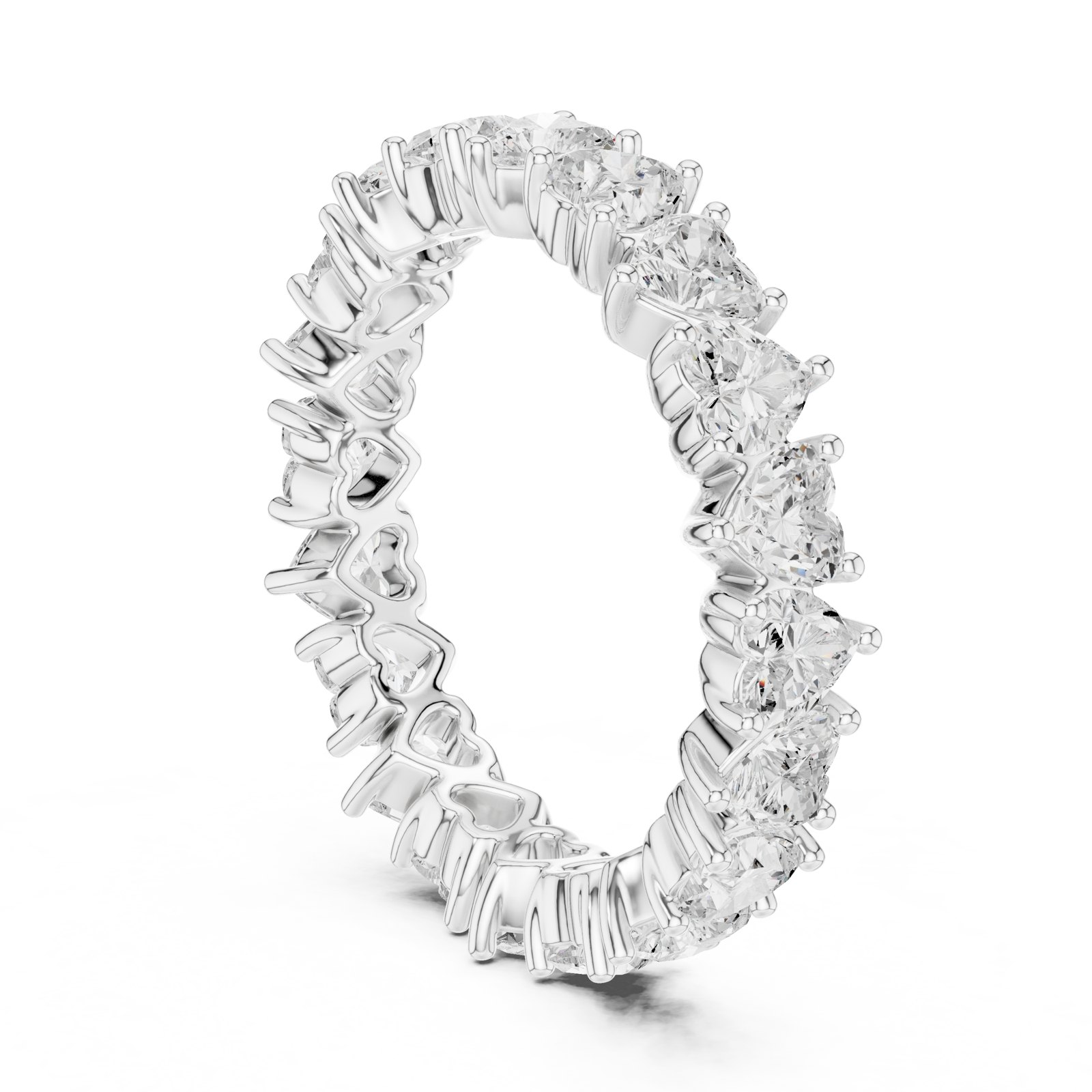 Iolanda Heart Cut Diamond Shared Prong Eternity Band in white gold
