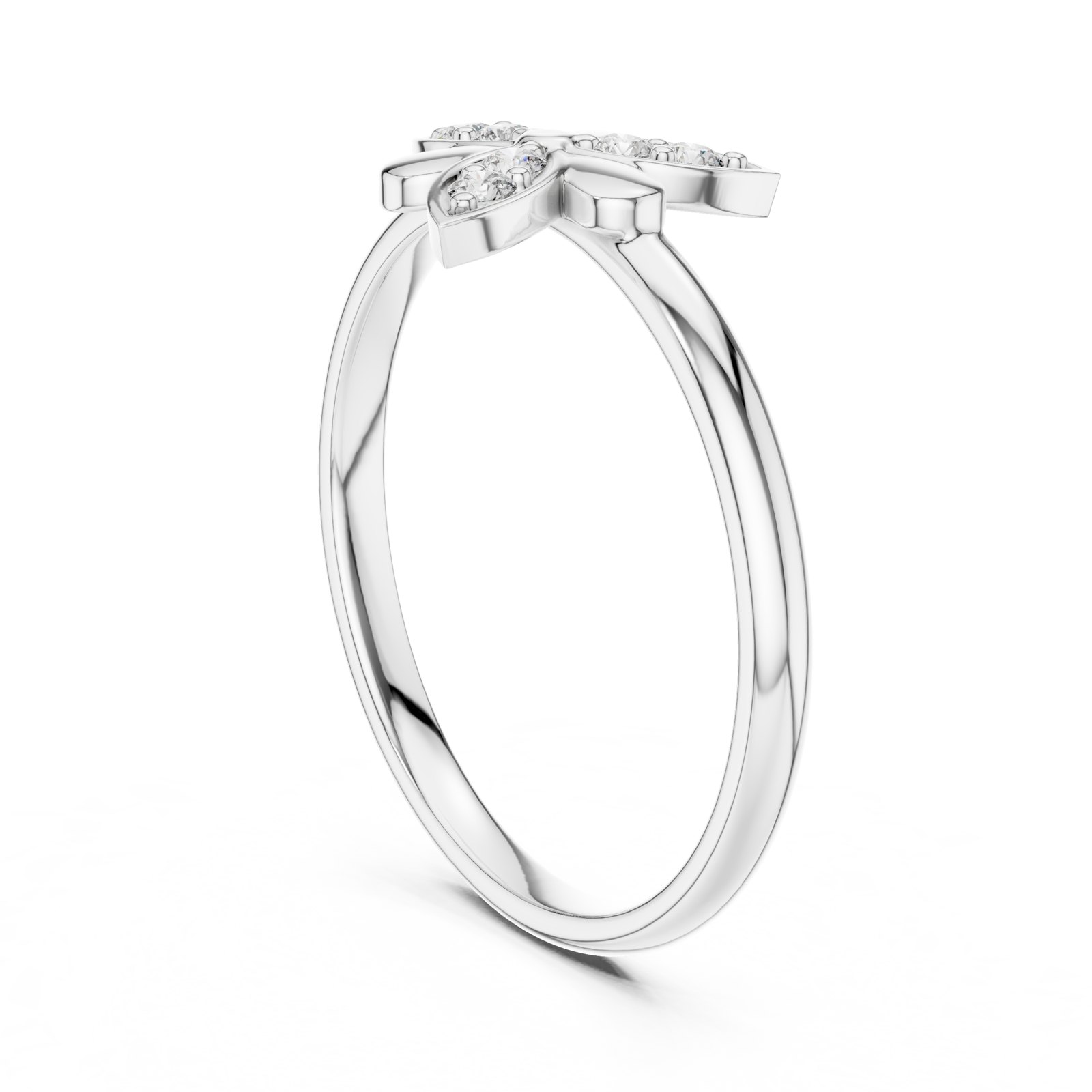 Thessaly Petal Flower Fashion Ring with Pavé Petals in white gold