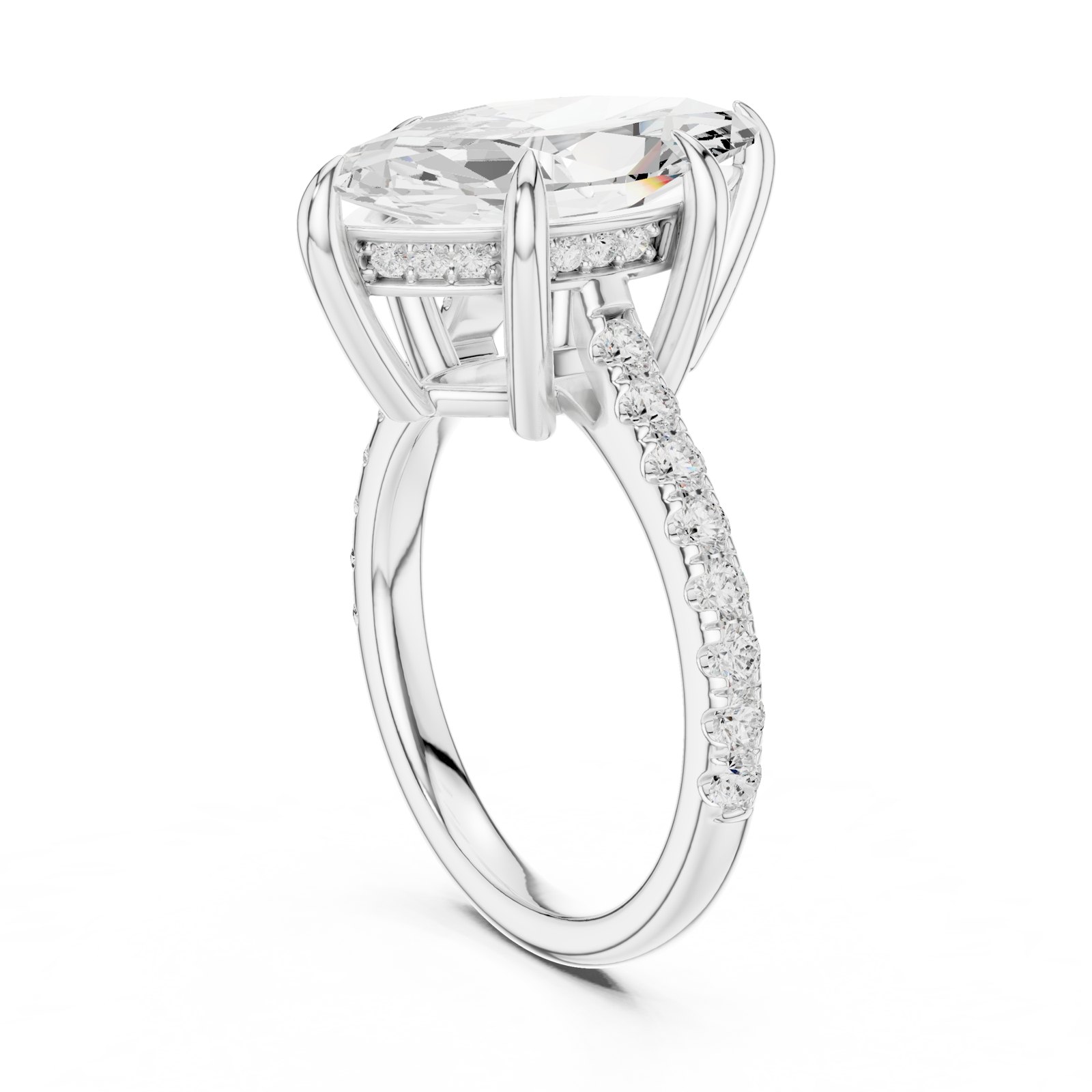 Frida Marquise Hidden Halo Pavé Engagement Ring in white gold