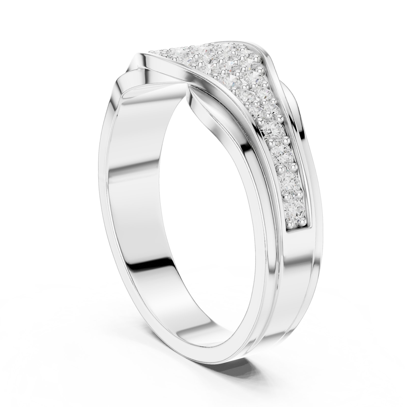 Zadie Asymmetric Overlap Pavé Wedding Band in white gold
