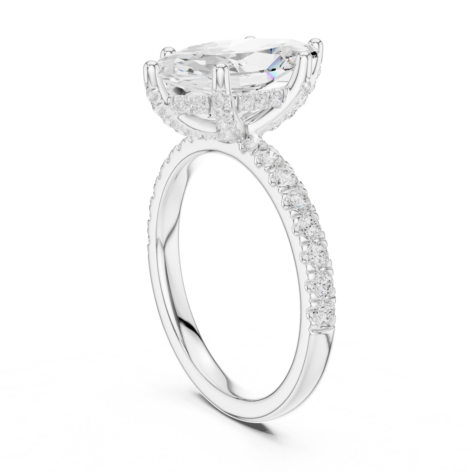 Hestia Marquise Hidden Halo Pavé Engagement Ring in white gold