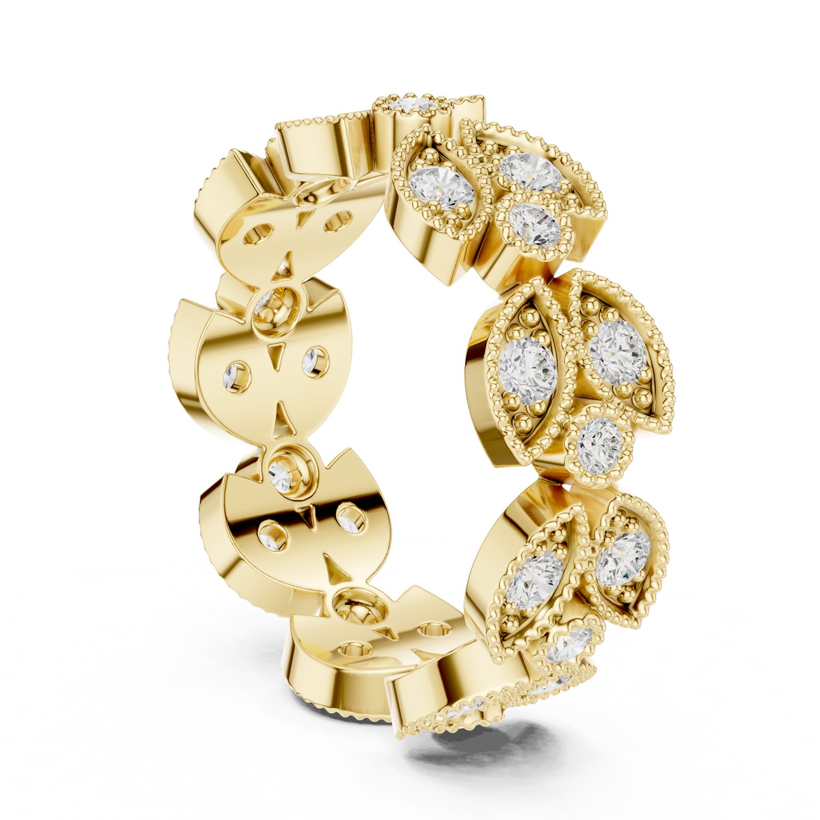 Irmela Milgrain Leaf Eternity Band in yellow gold