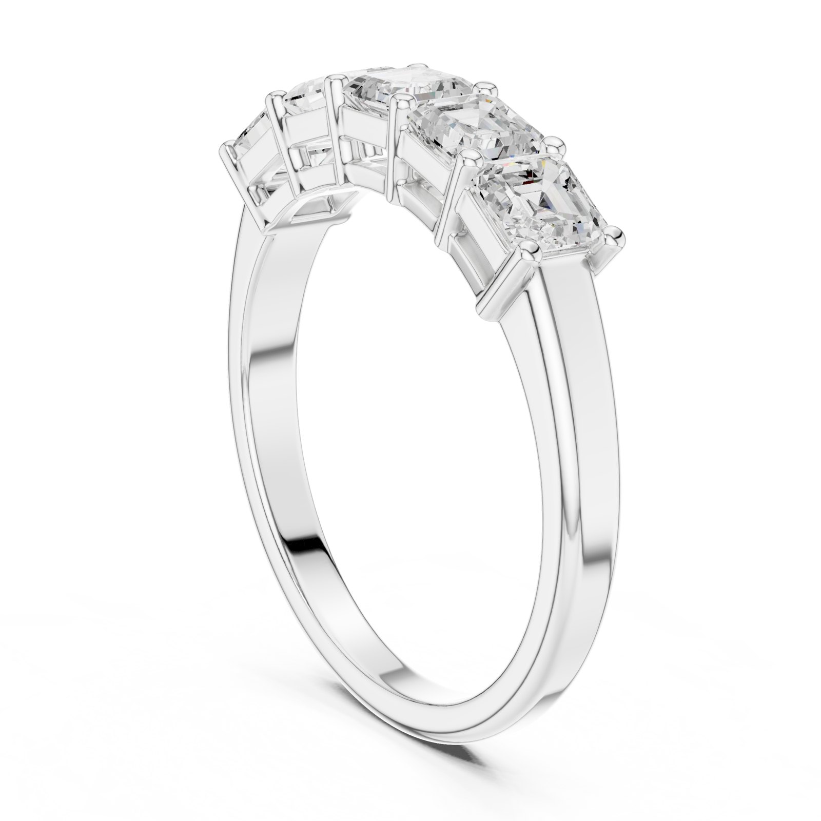 Janina Five Stone Asscher Cut Half Eternity Band in white gold