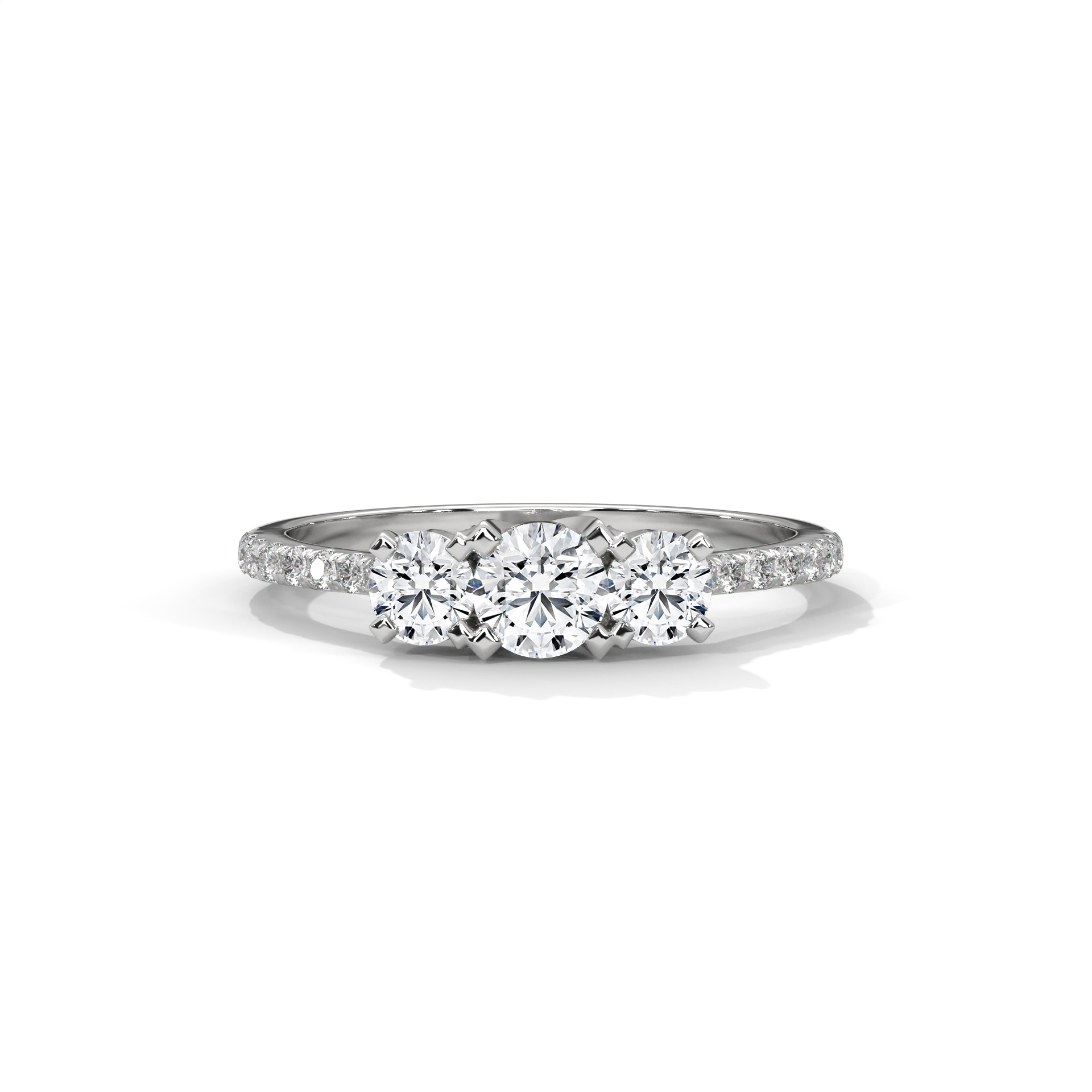 Celtic Weave Three-Stone Pavé Diamond Ring