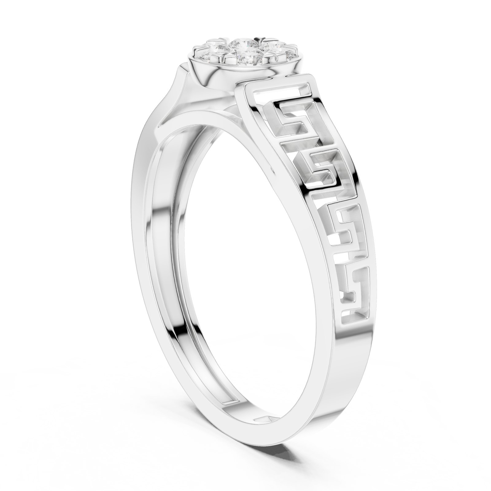 Margaux Greek Key Cluster Ring in white gold