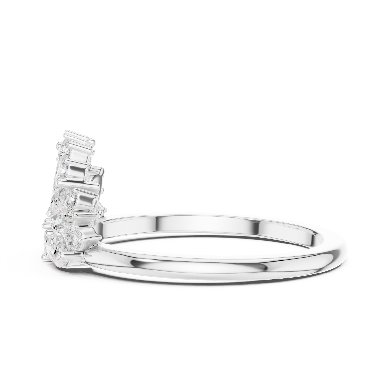 Ondine Curved Marquise Diamond Crown Wedding Band in white gold
