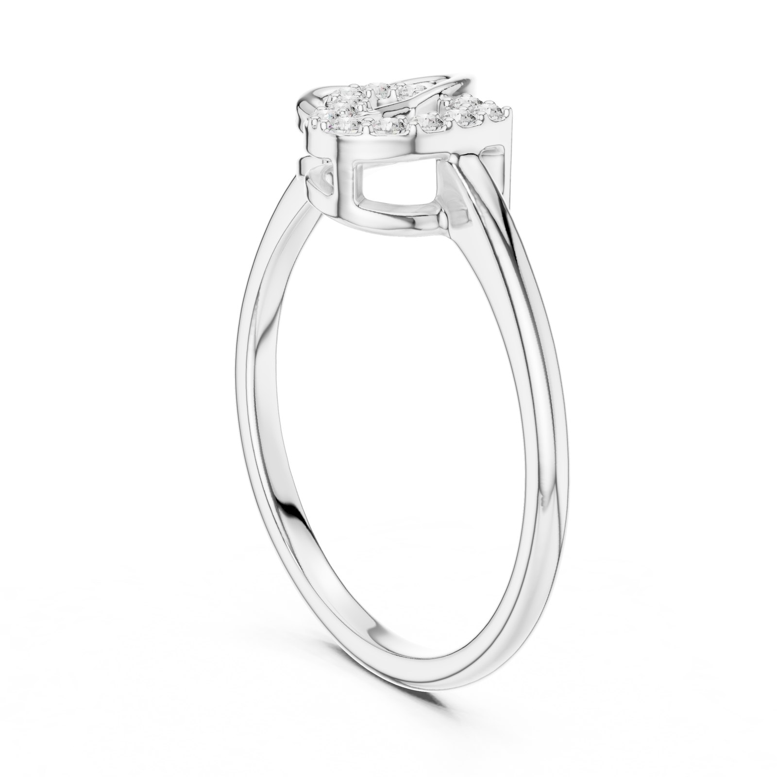 Zerlina Double Heart Pavé Diamond Fashion Ring in white gold