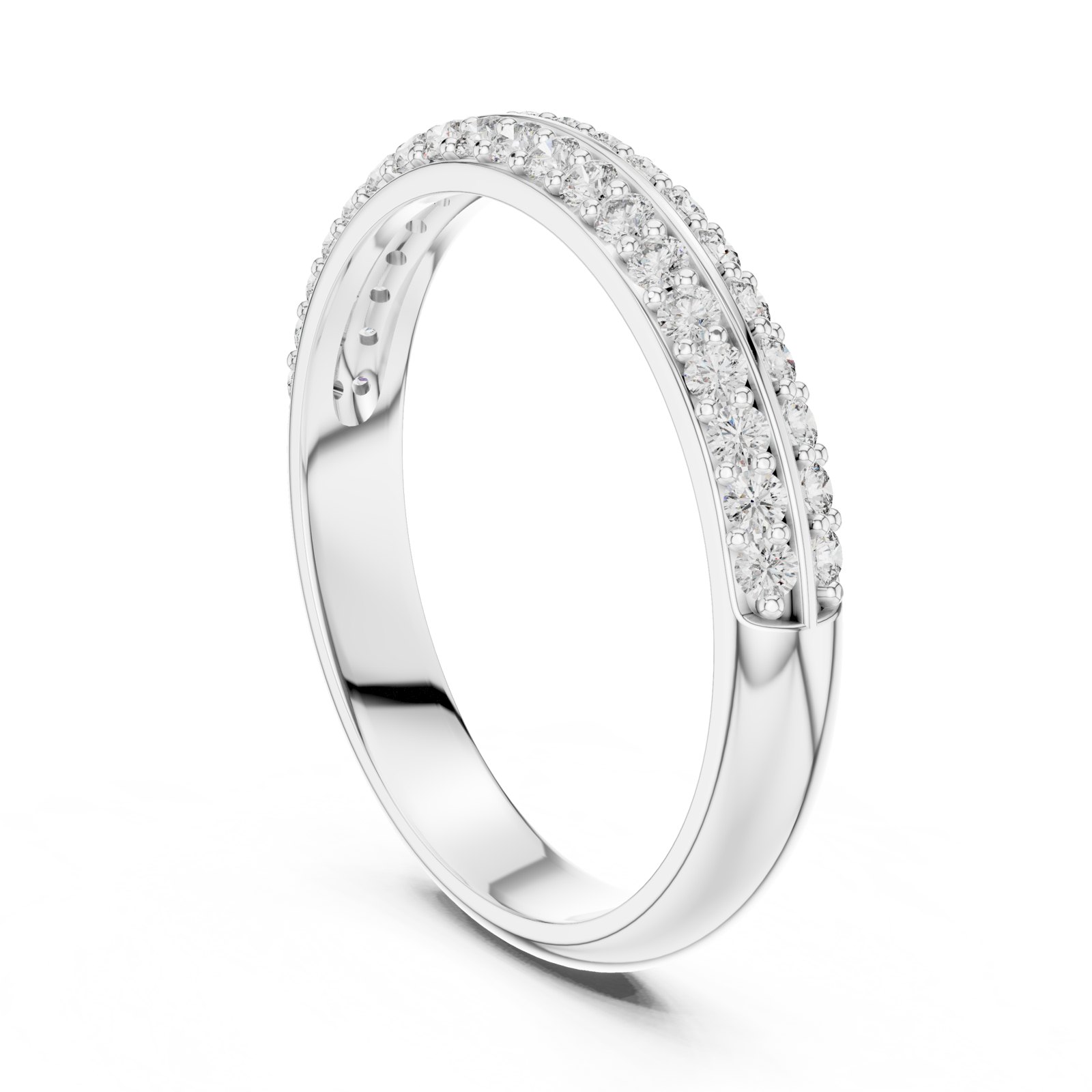 Alani Double Row Pavé Half Eternity Band in white gold